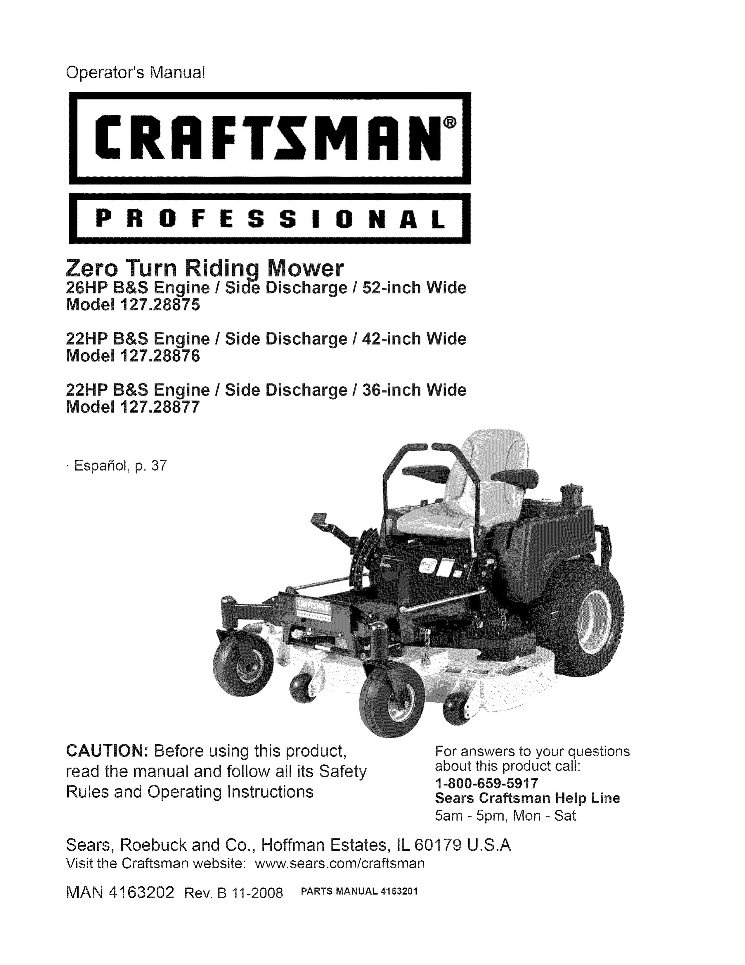 Craftsman 127.28876 Lawn Mower User Manual