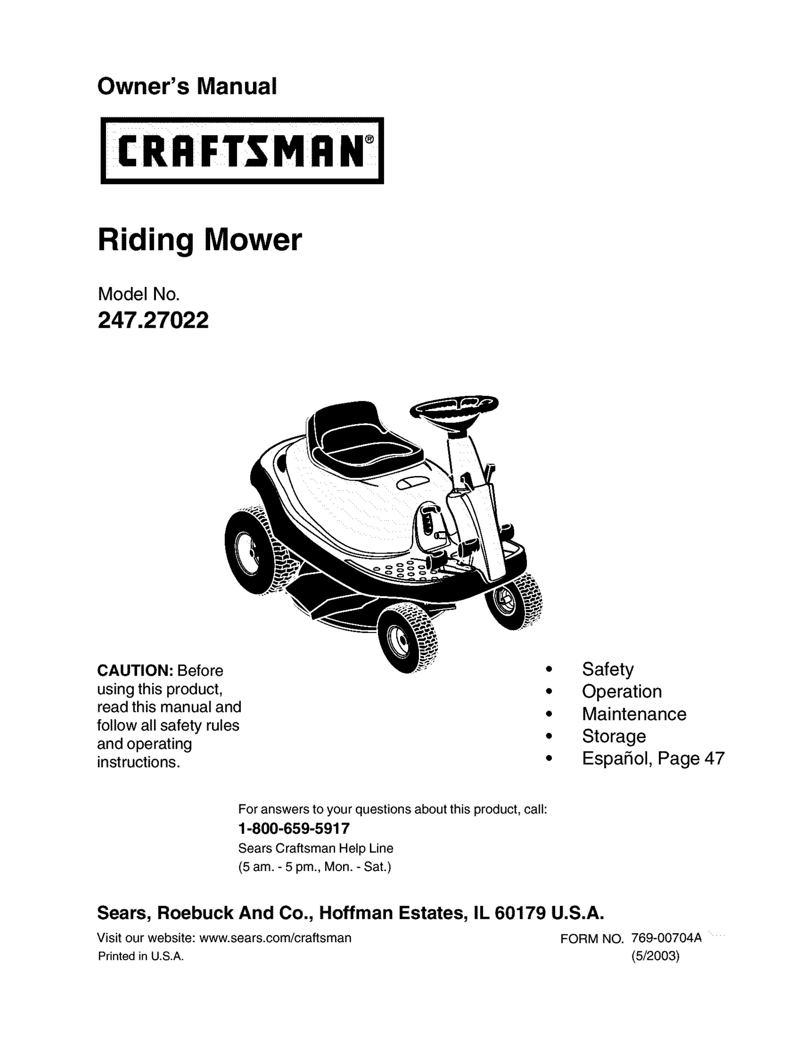 Craftsman 247.27022 Lawn Mower User Manual