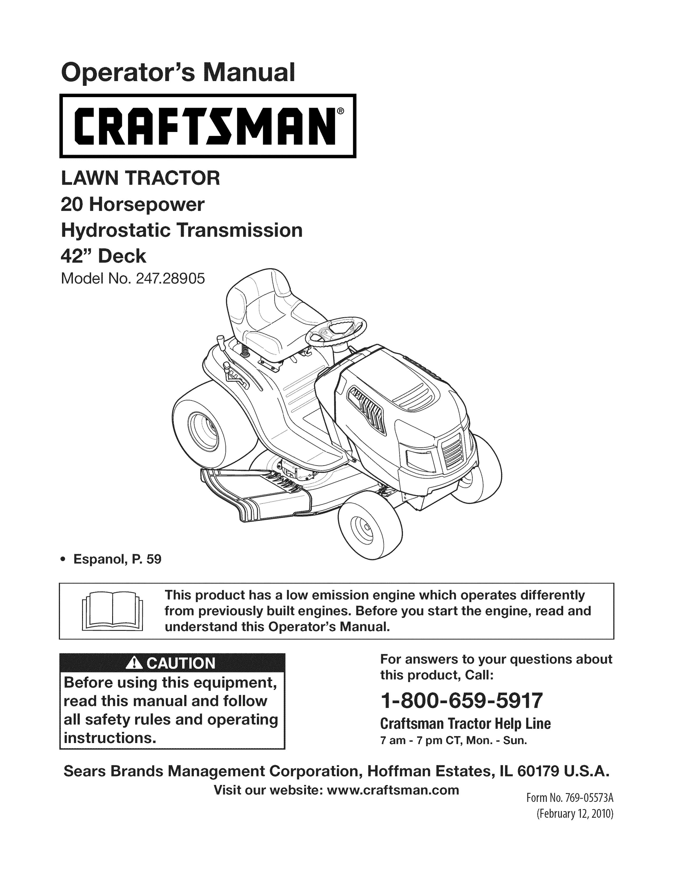 Craftsman 247.28905 Lawn Mower User Manual