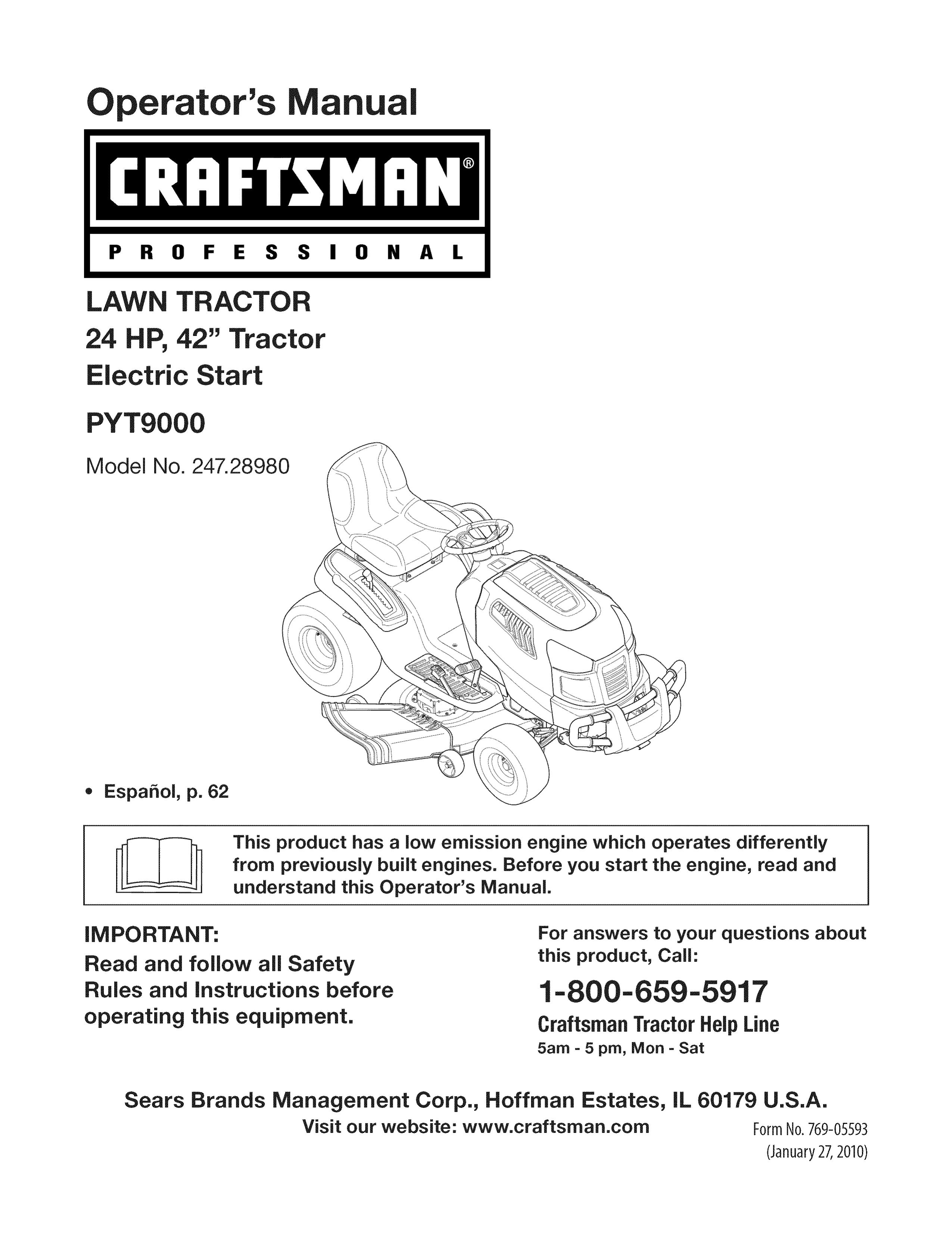 Craftsman 247.28980 Lawn Mower User Manual