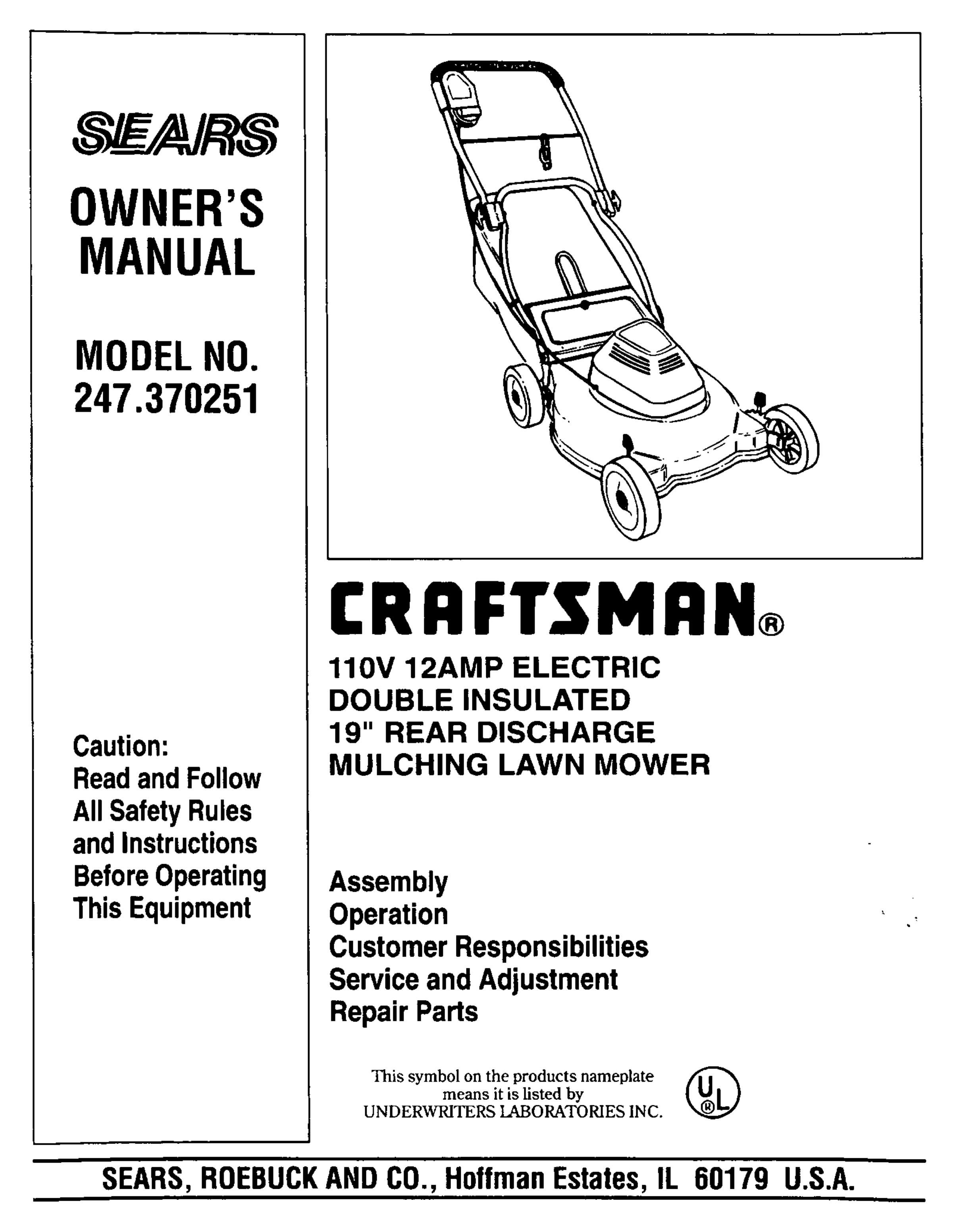 Craftsman 247.370251 Lawn Mower User Manual