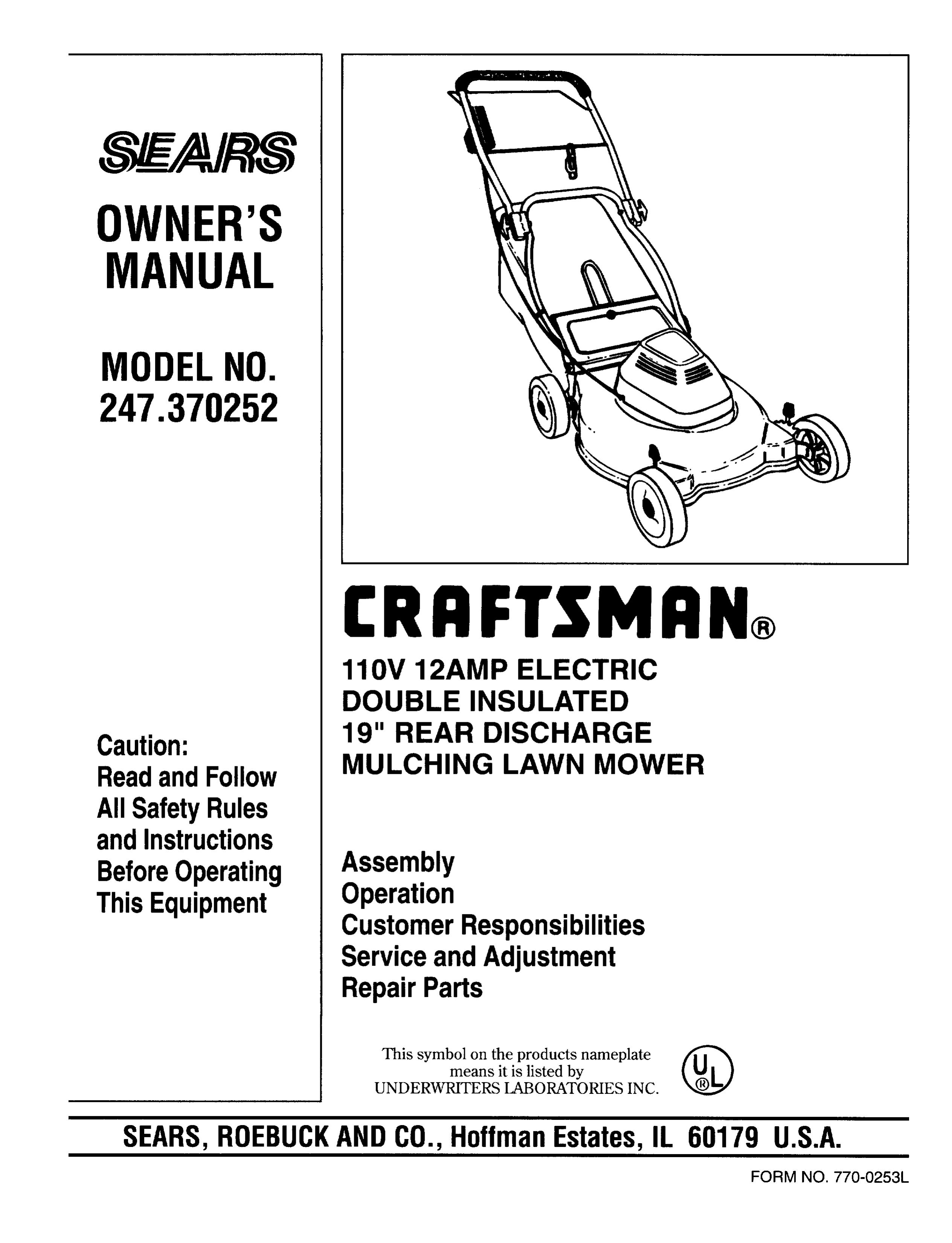 Craftsman 247.370252 Lawn Mower User Manual