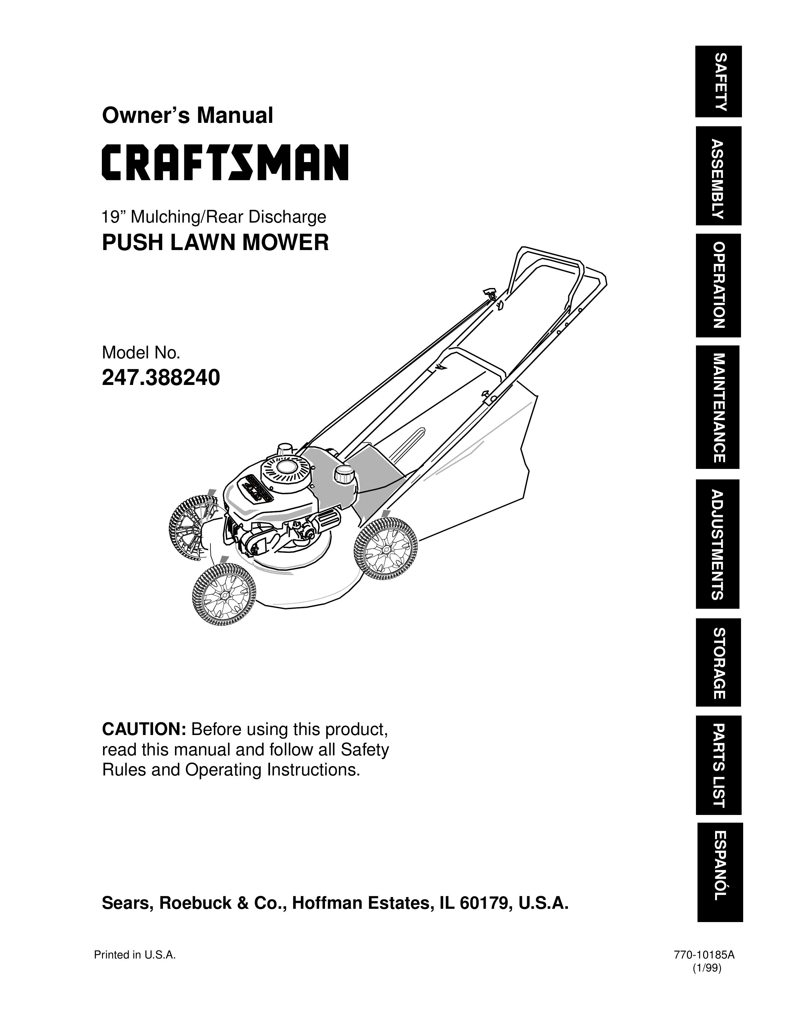 Craftsman 247.38824 Lawn Mower User Manual