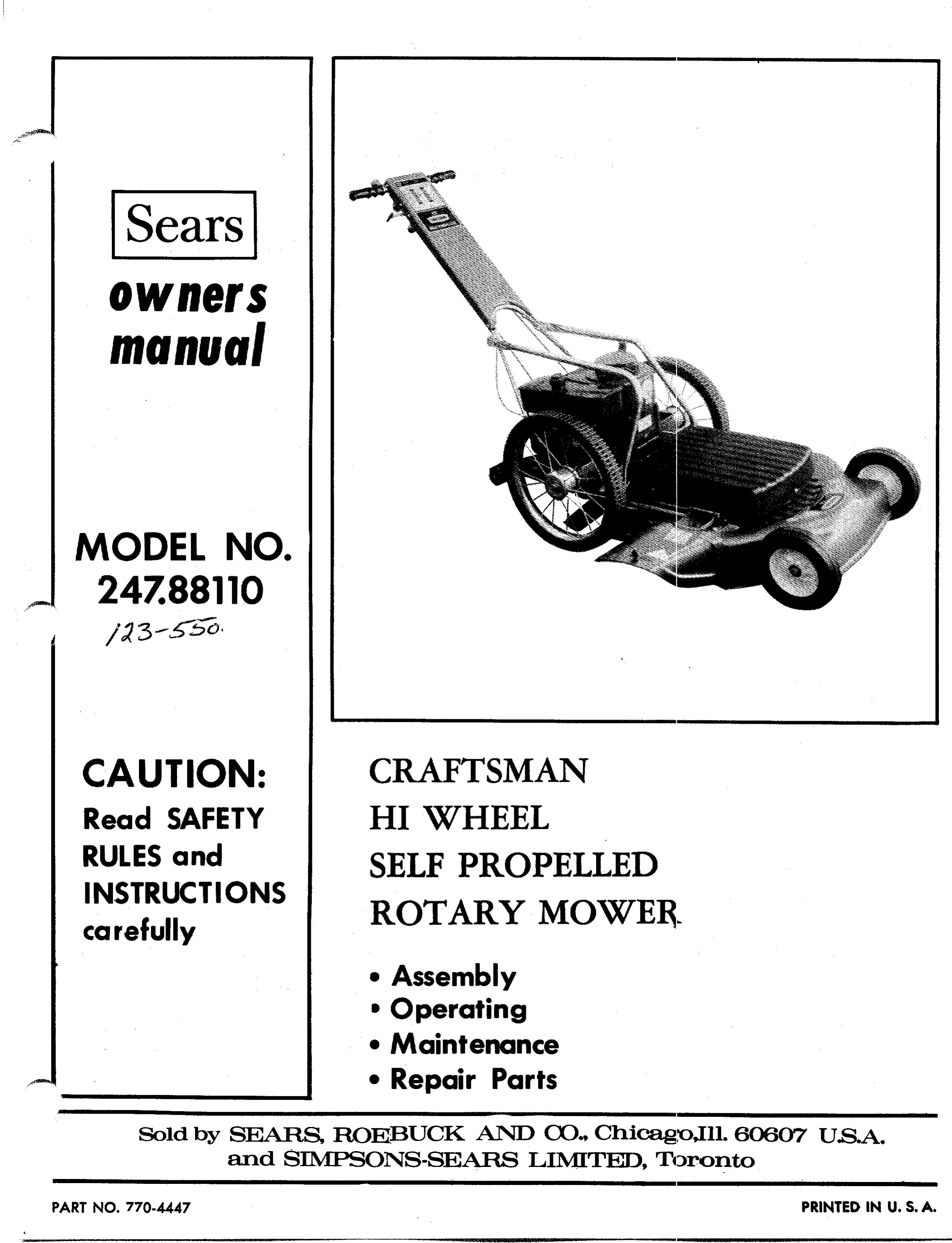 Craftsman 247.8811 Lawn Mower User Manual