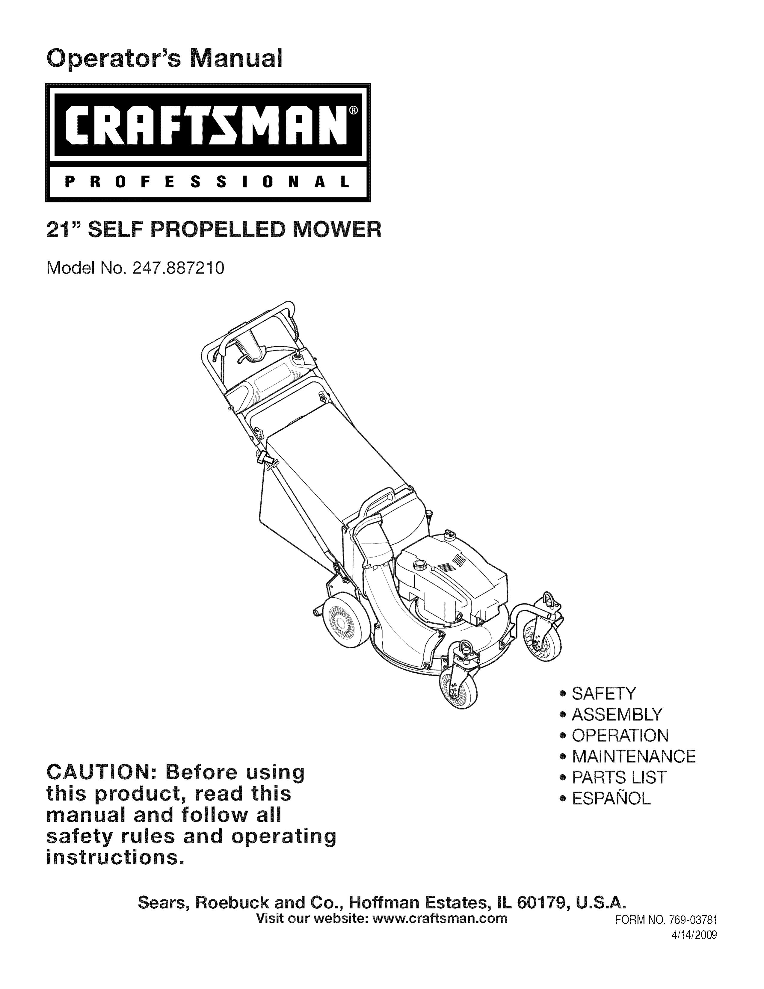 Craftsman 247.887210 Lawn Mower User Manual