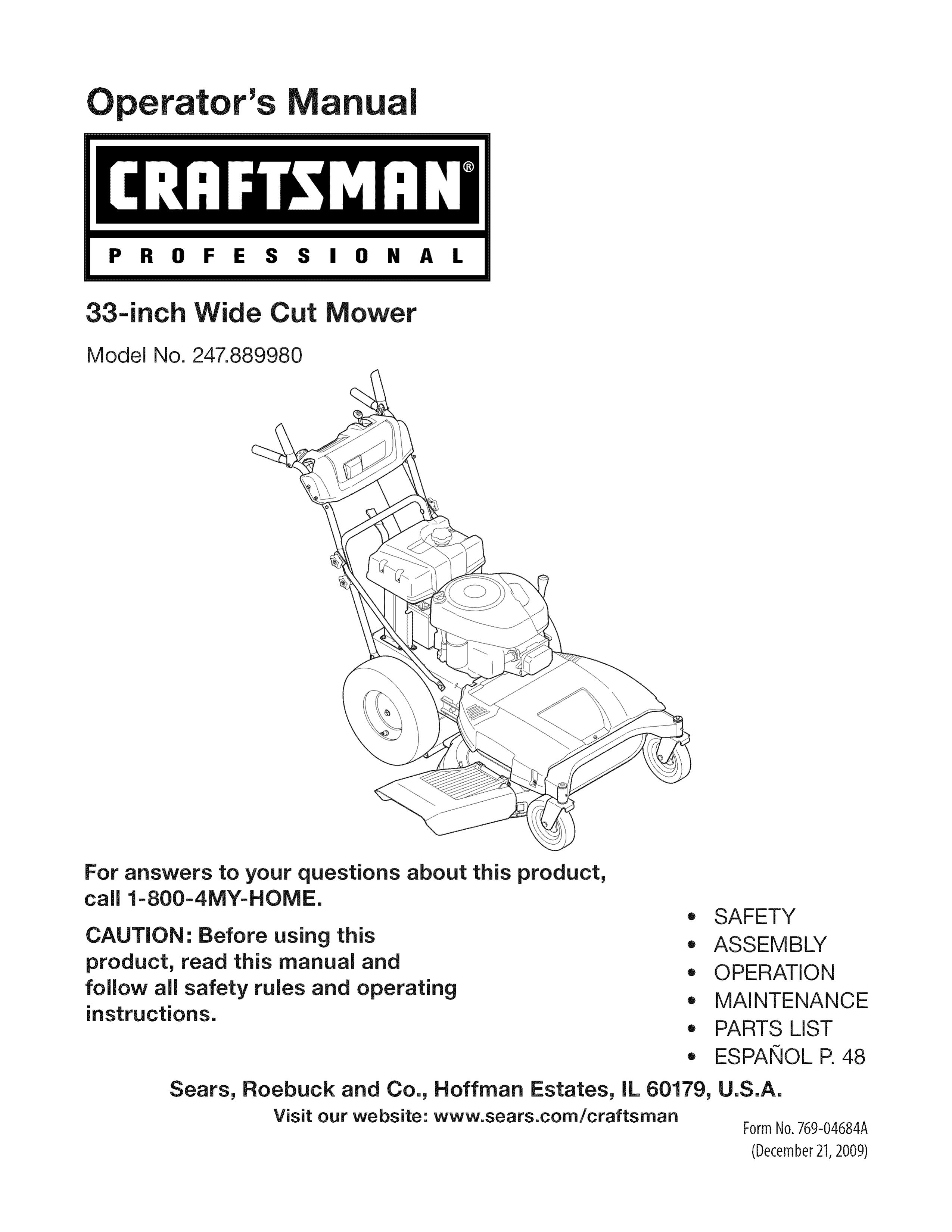 Craftsman 247.889980 Lawn Mower User Manual