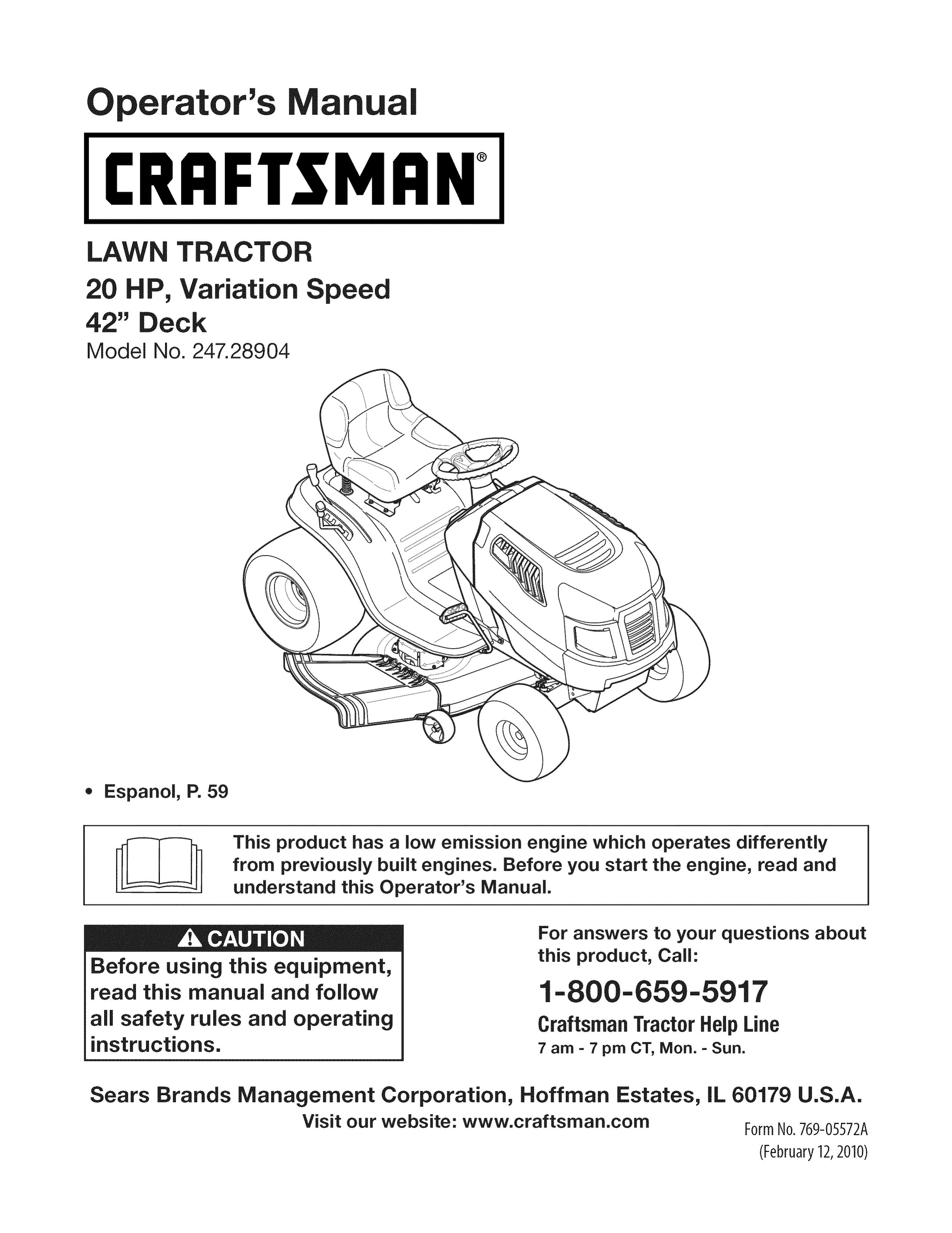 Craftsman 28904 Lawn Mower User Manual