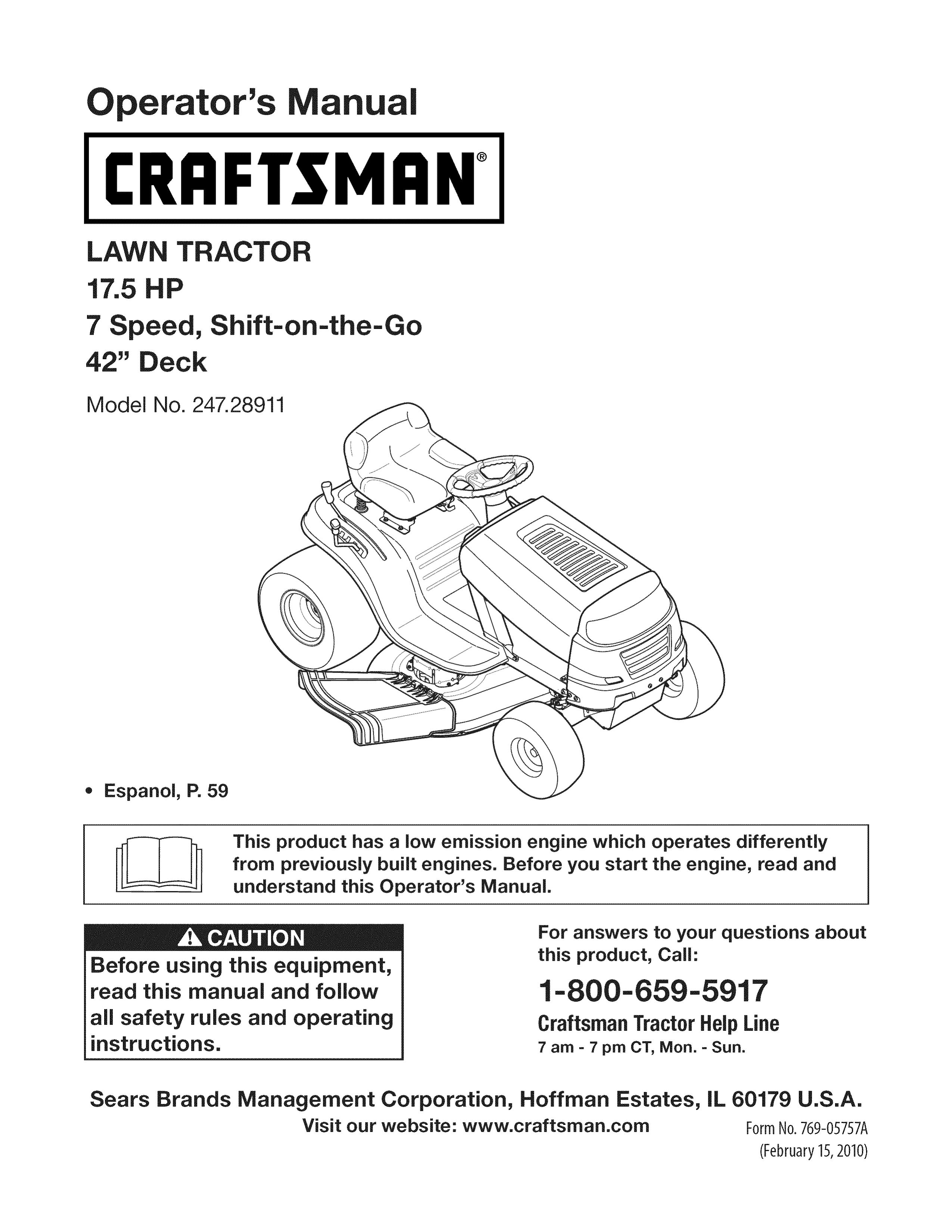 Craftsman 28911 Lawn Mower User Manual
