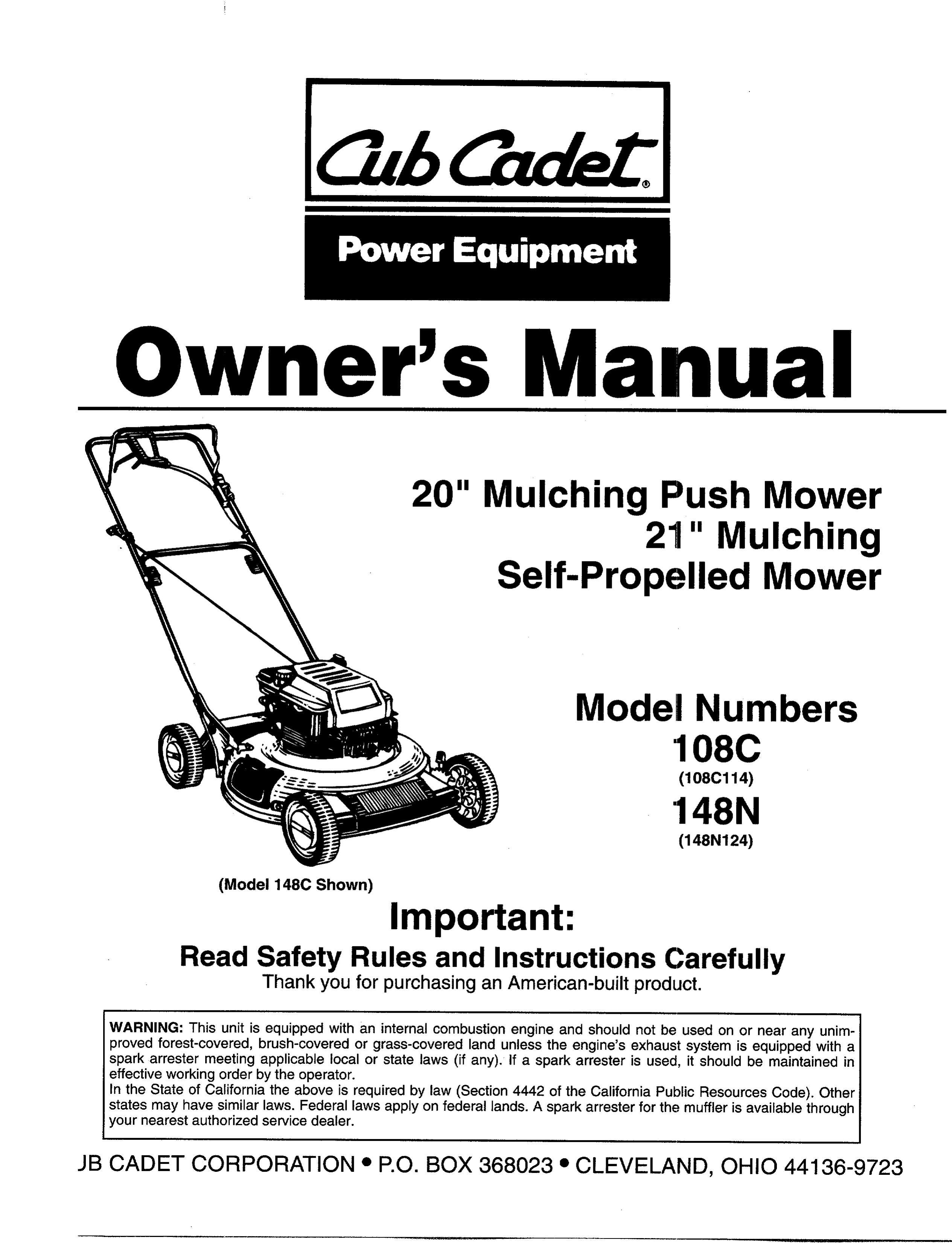 Cub Cadet 108C Lawn Mower User Manual