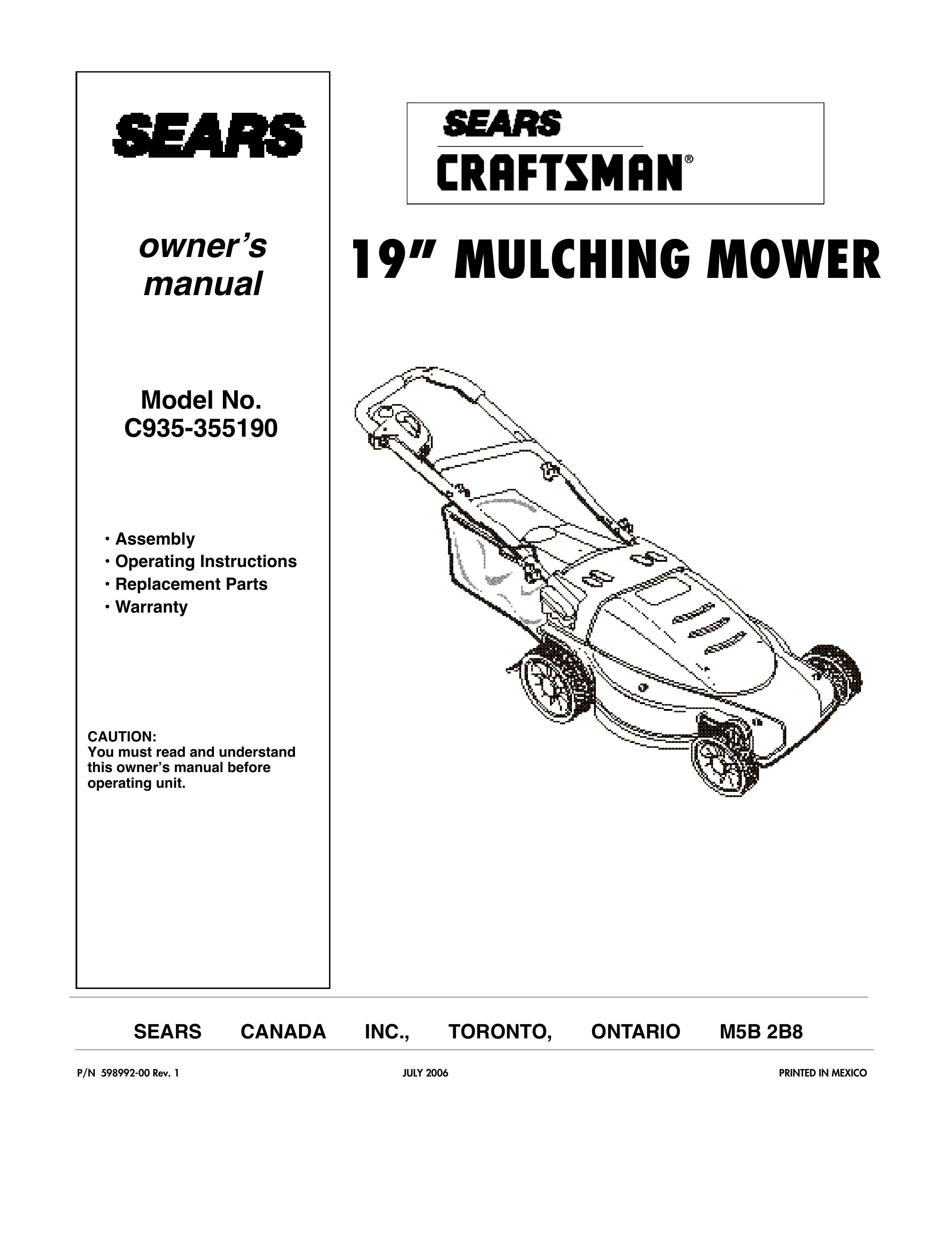 DeWalt C935-355190 Lawn Mower User Manual