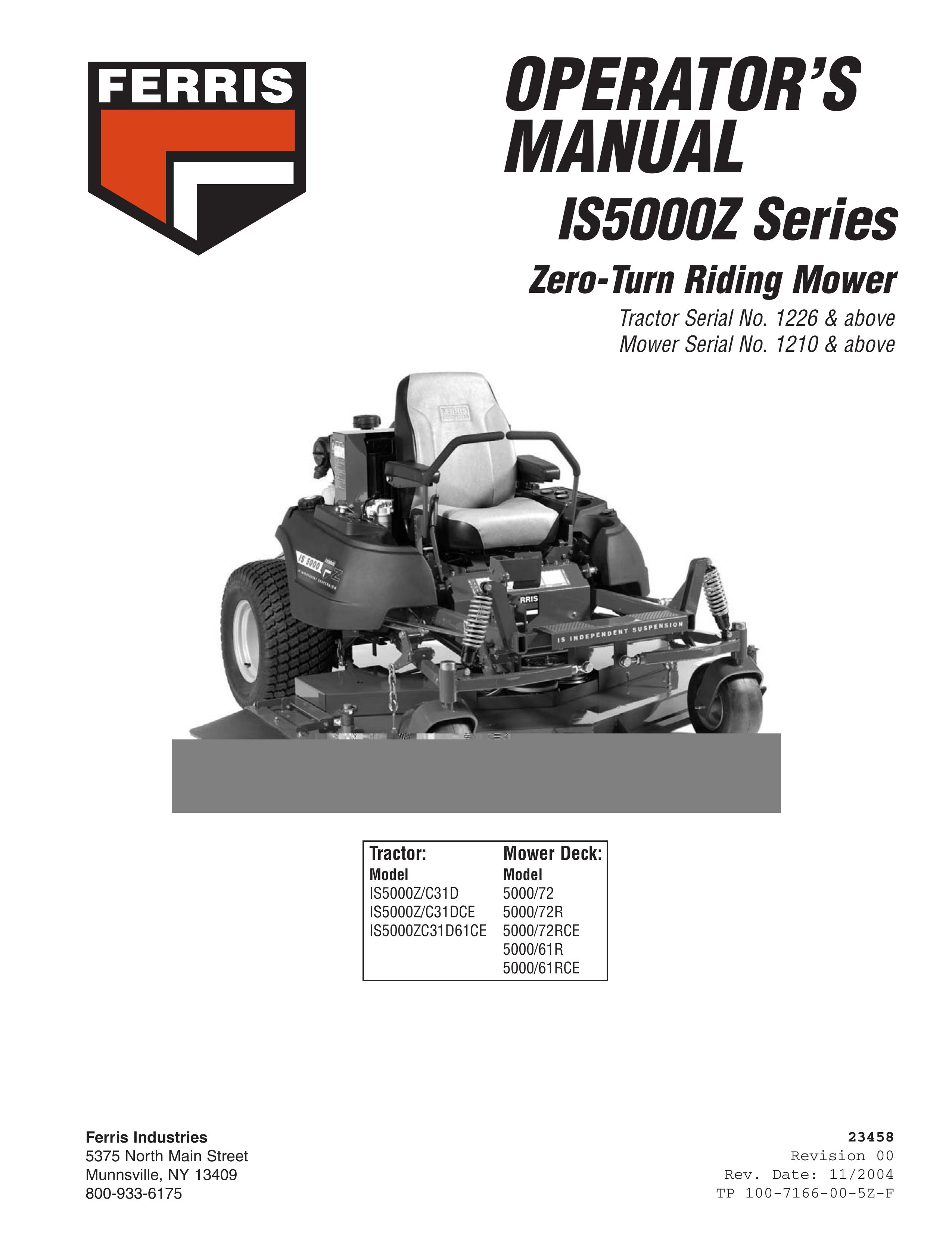 Ferris Industries 5000/61RCE Lawn Mower User Manual