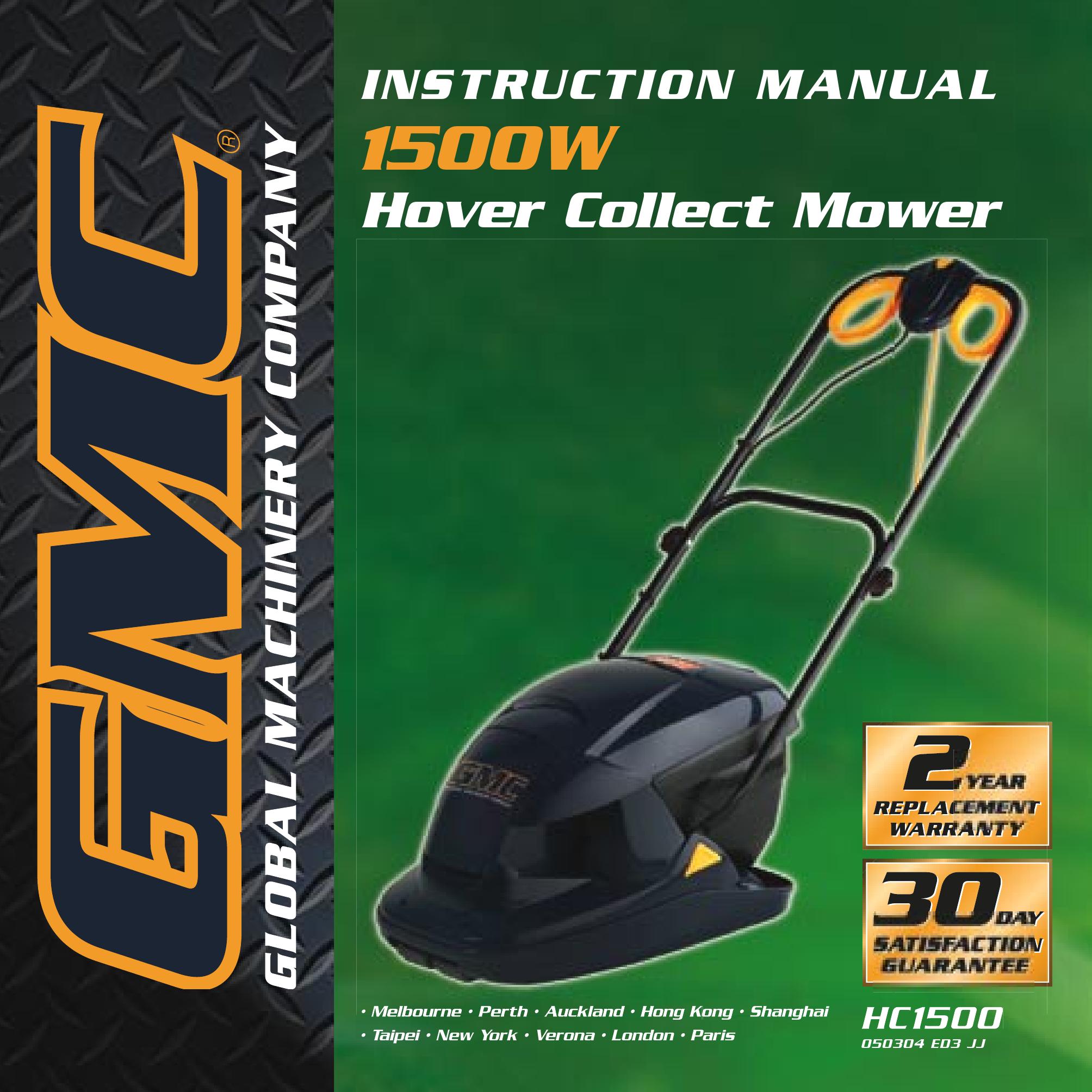 Global Machinery Company HC1500 Lawn Mower User Manual