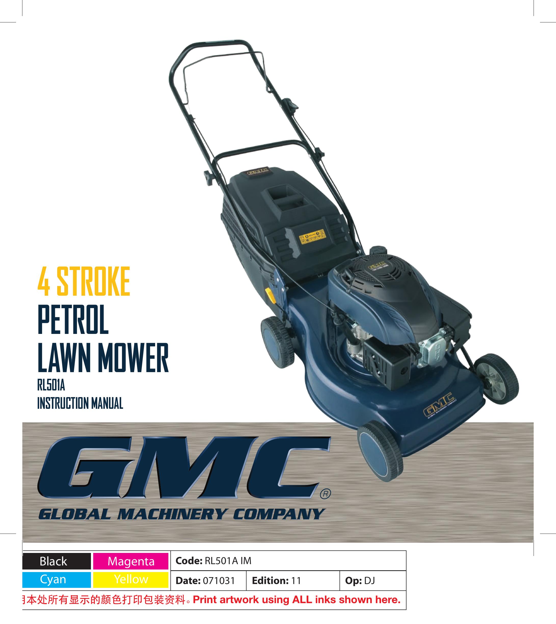Global Machinery Company RL501A Lawn Mower User Manual