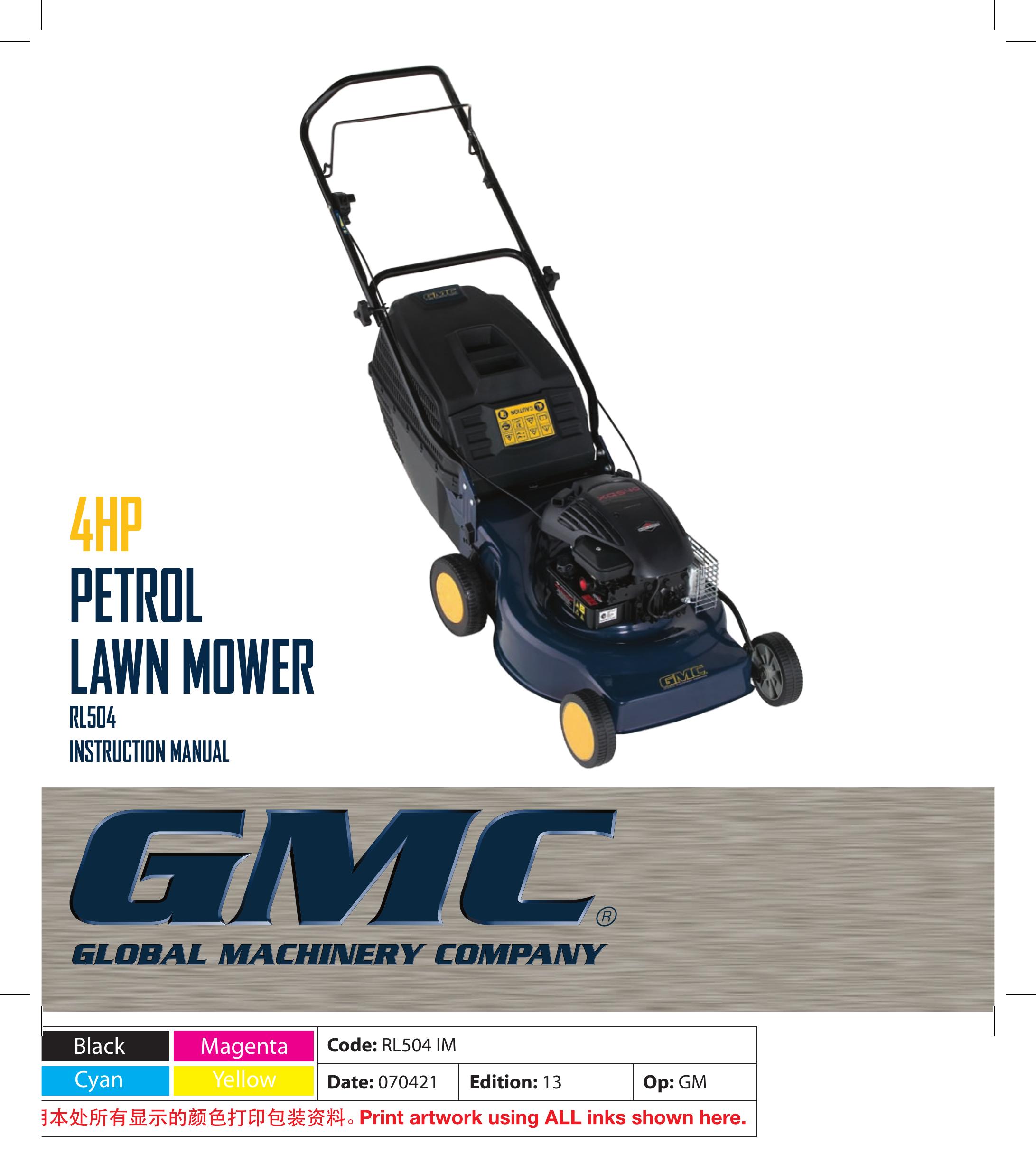 Global Machinery Company RL504 Lawn Mower User Manual
