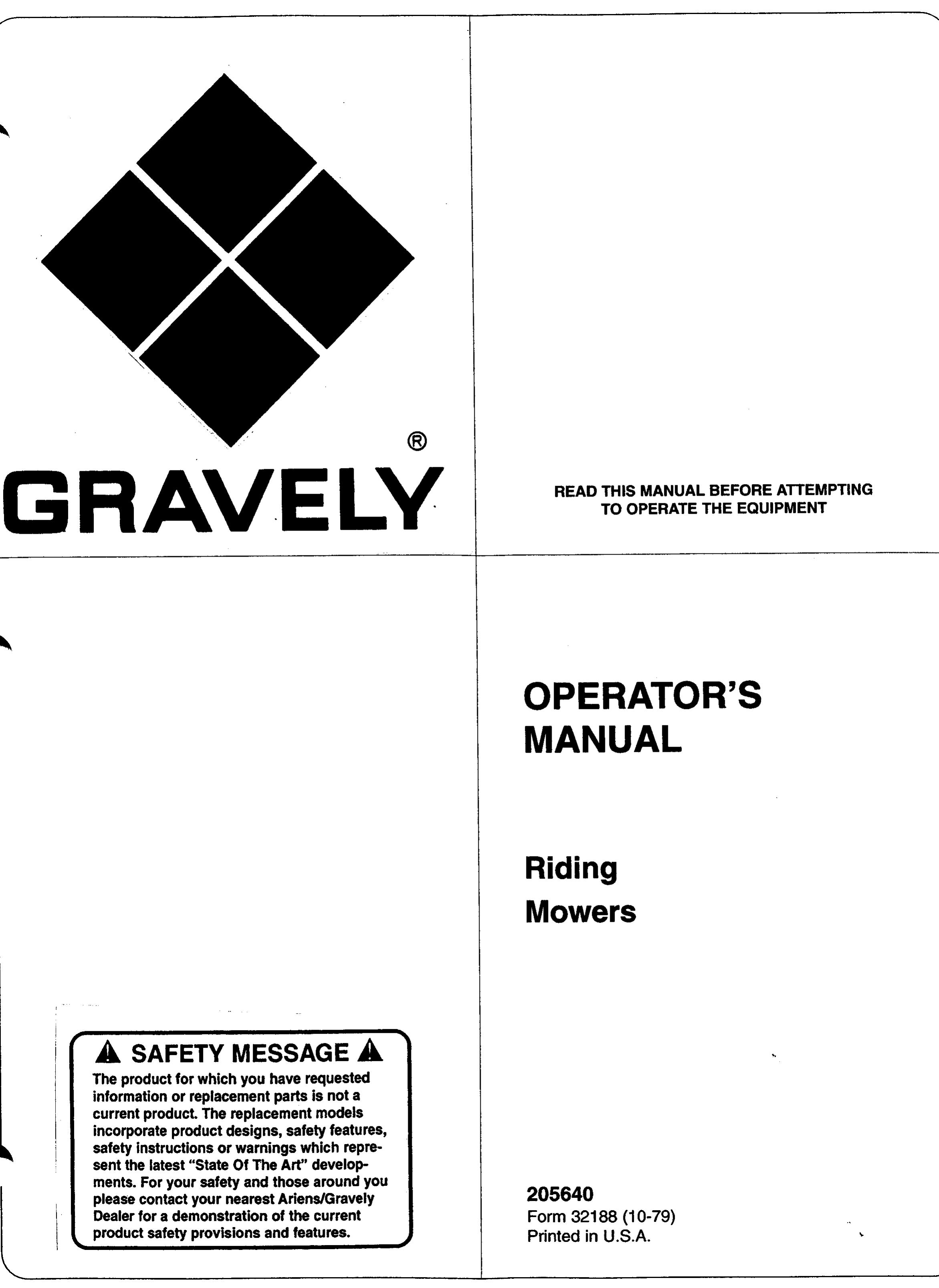 Gravely 205640 Lawn Mower User Manual
