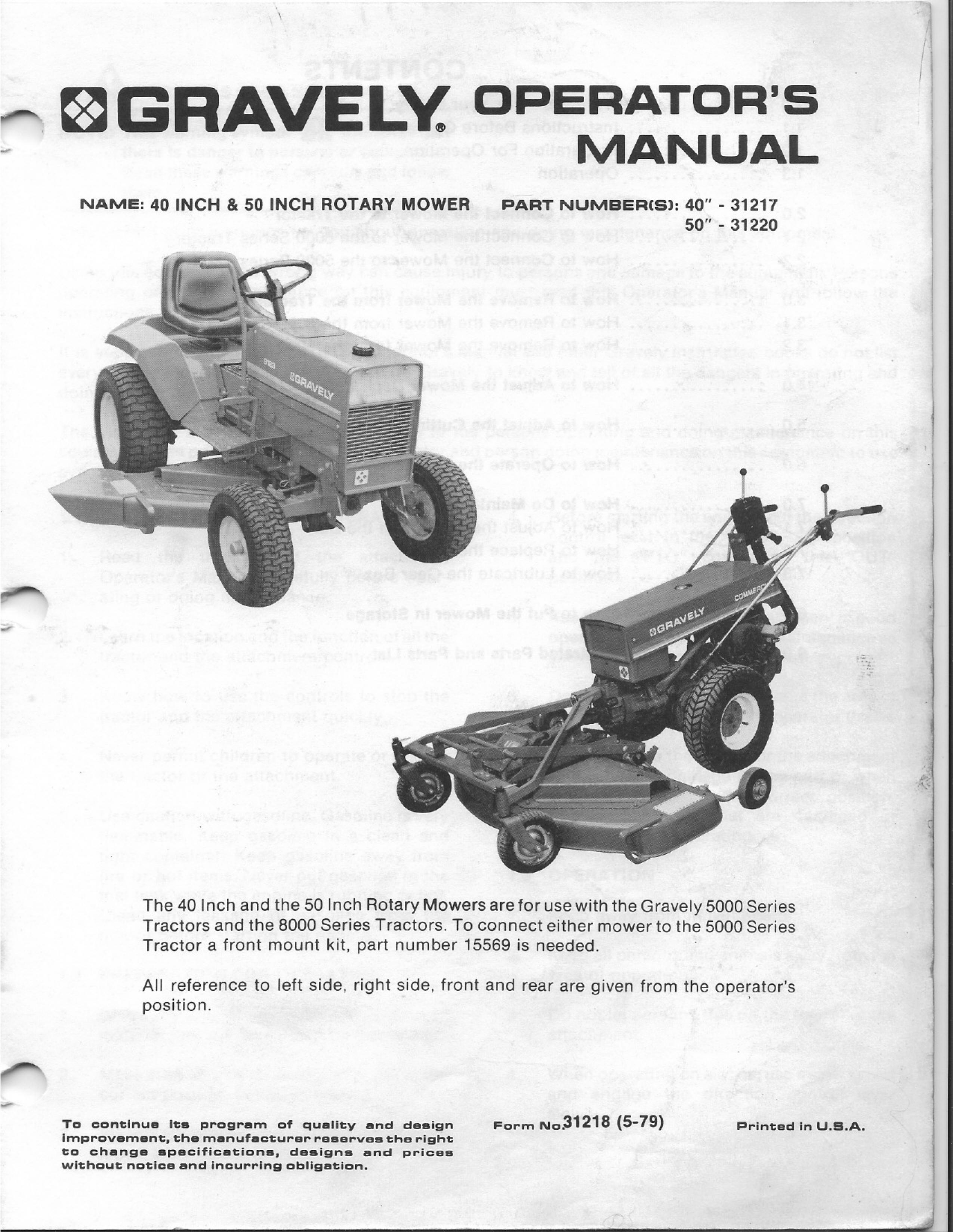 Gravely 31217 Lawn Mower User Manual