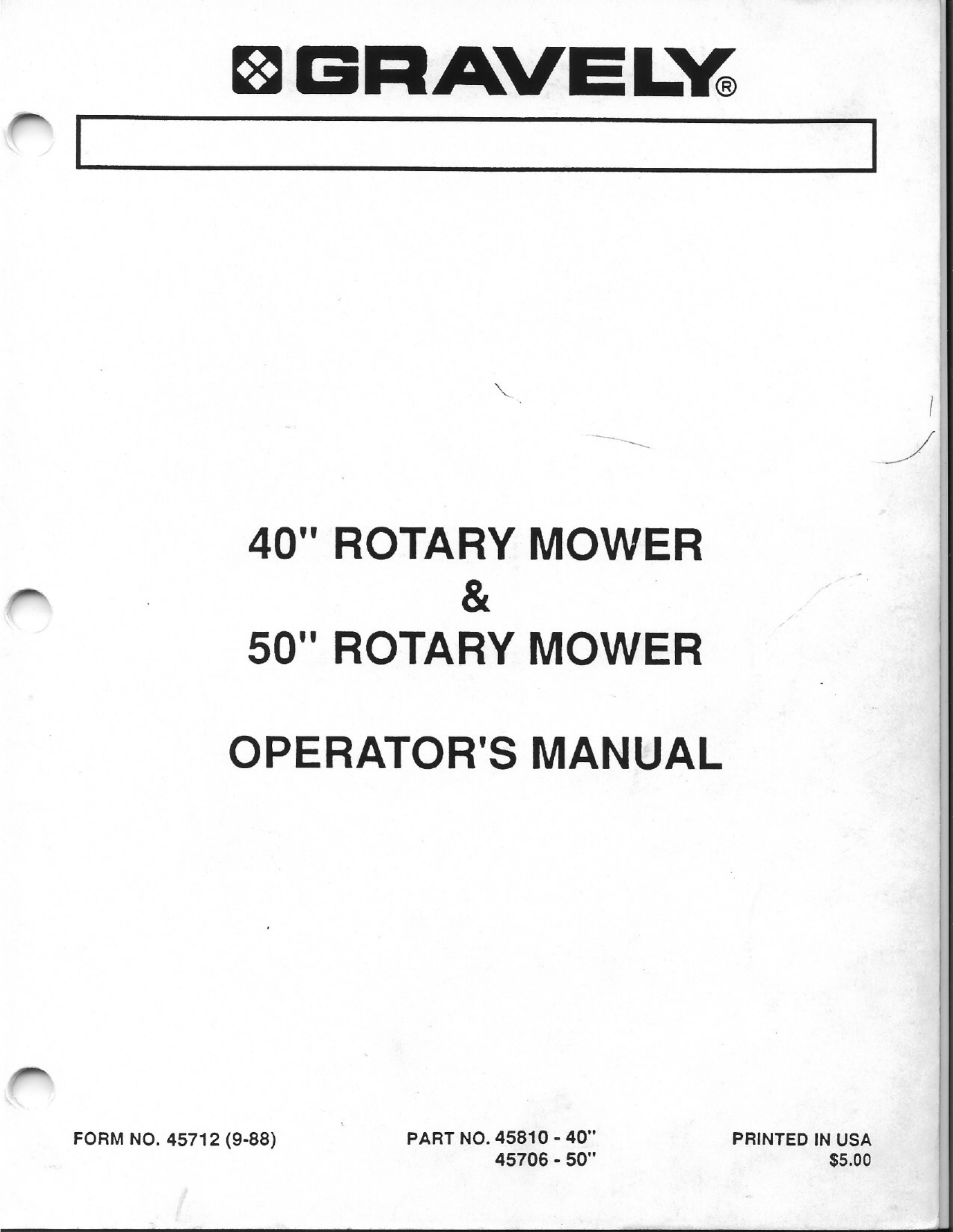 Gravely 45706 Lawn Mower User Manual