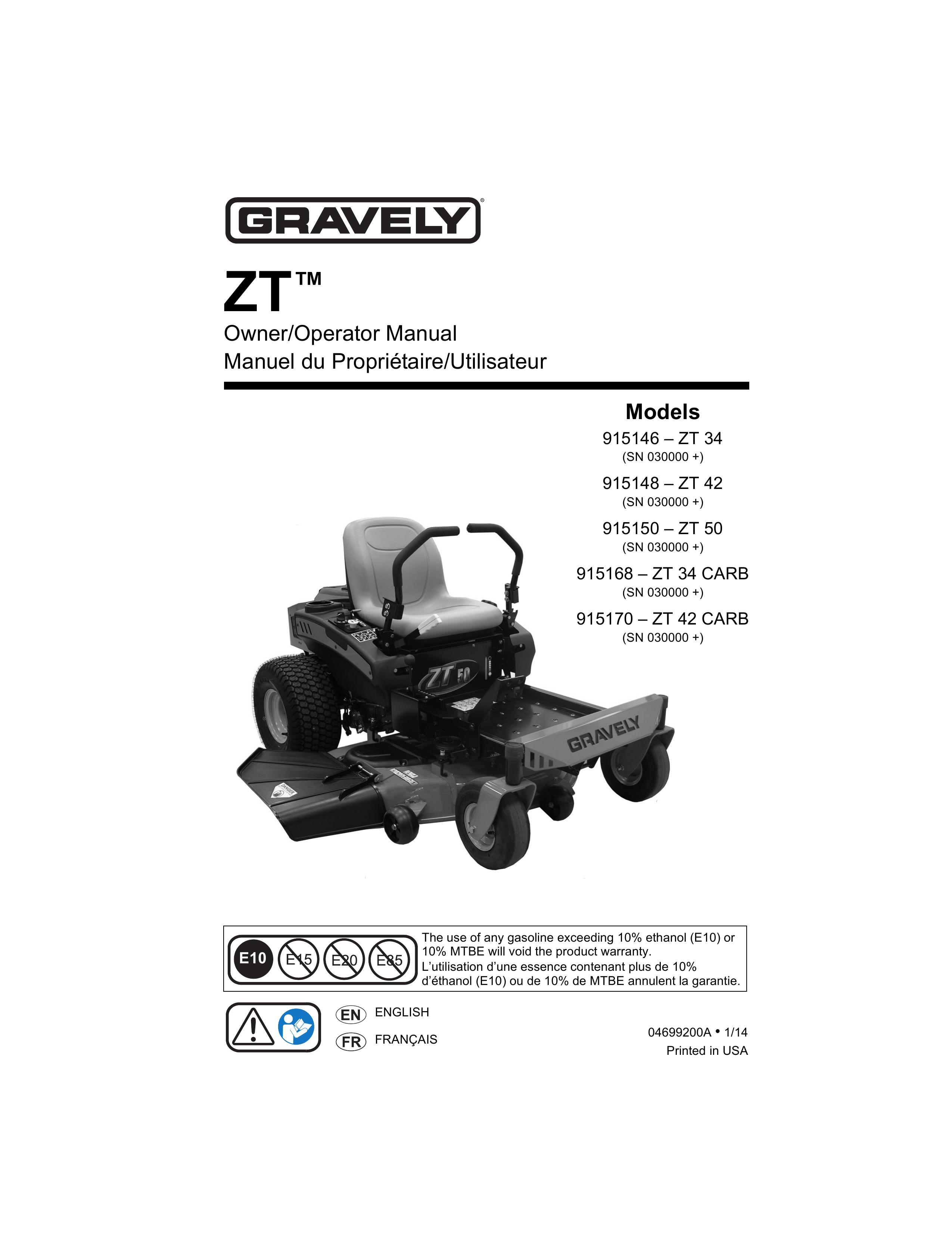 Gravely 915146 ZT 34 Lawn Mower User Manual