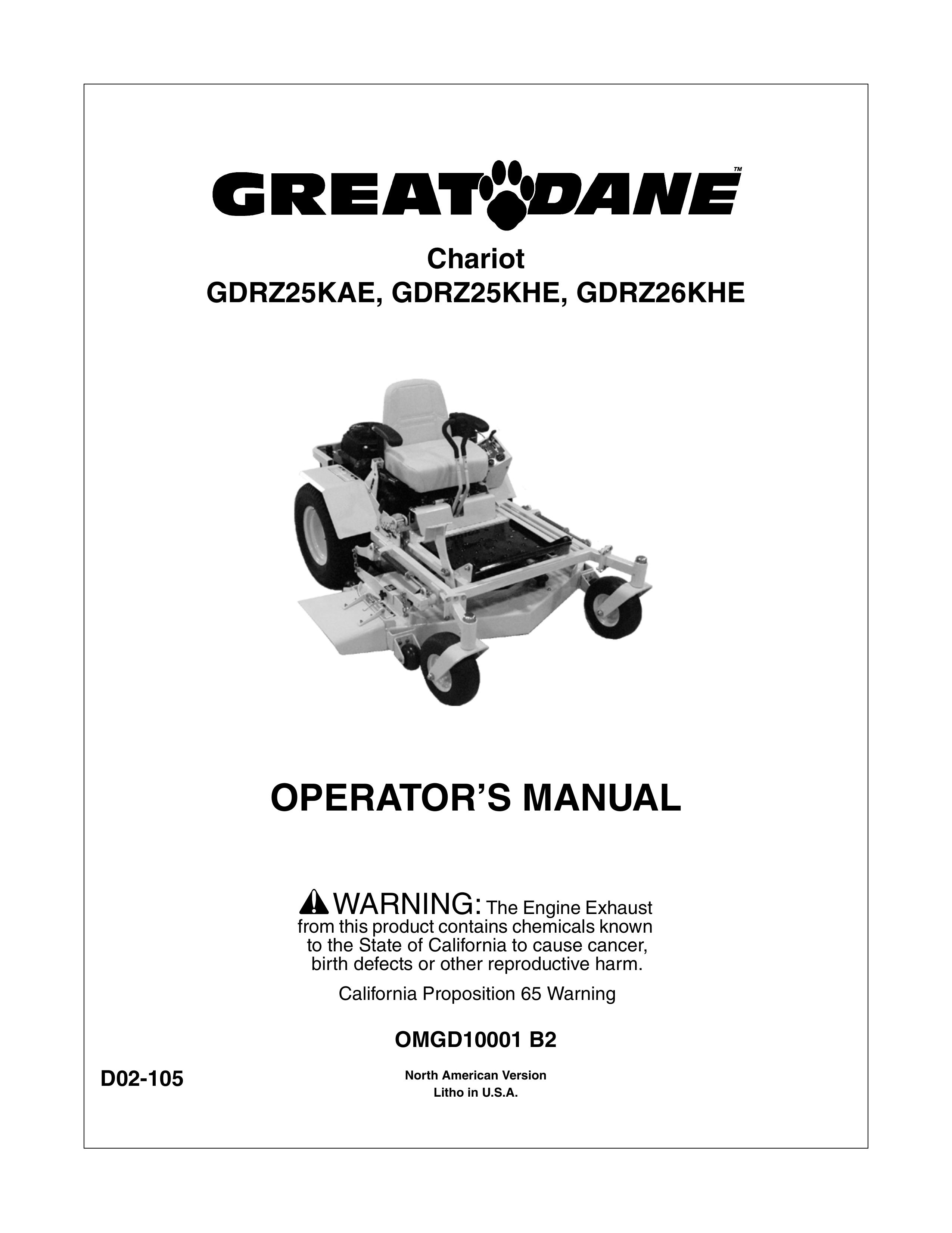 Great Dane GDRZ25KAE Lawn Mower User Manual