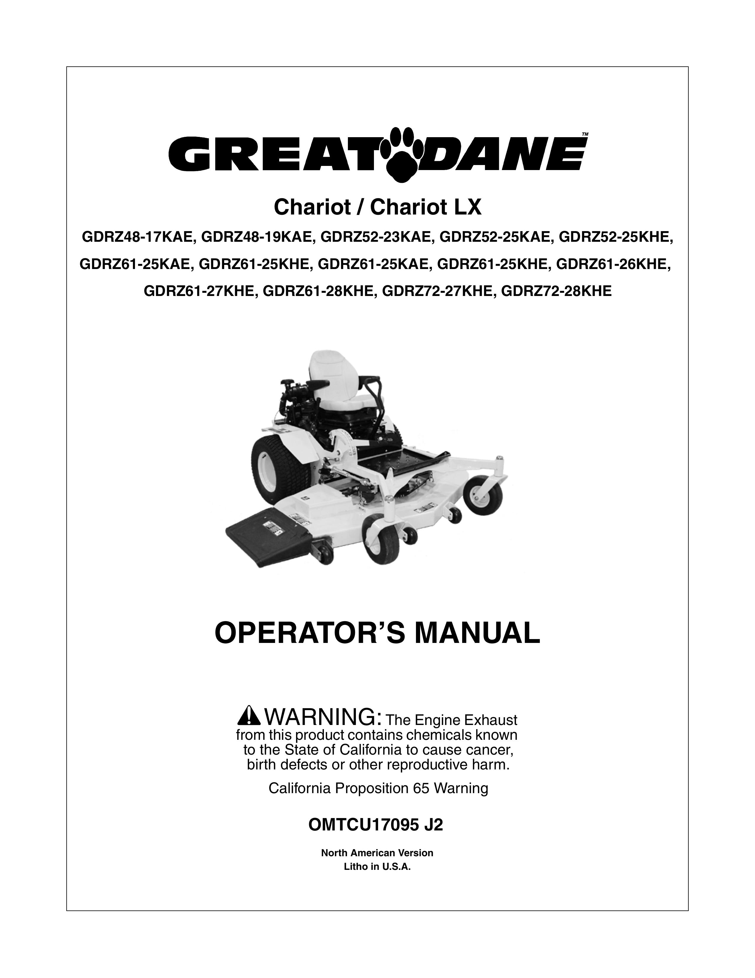 Great Dane GDRZ61-28KHE Lawn Mower User Manual