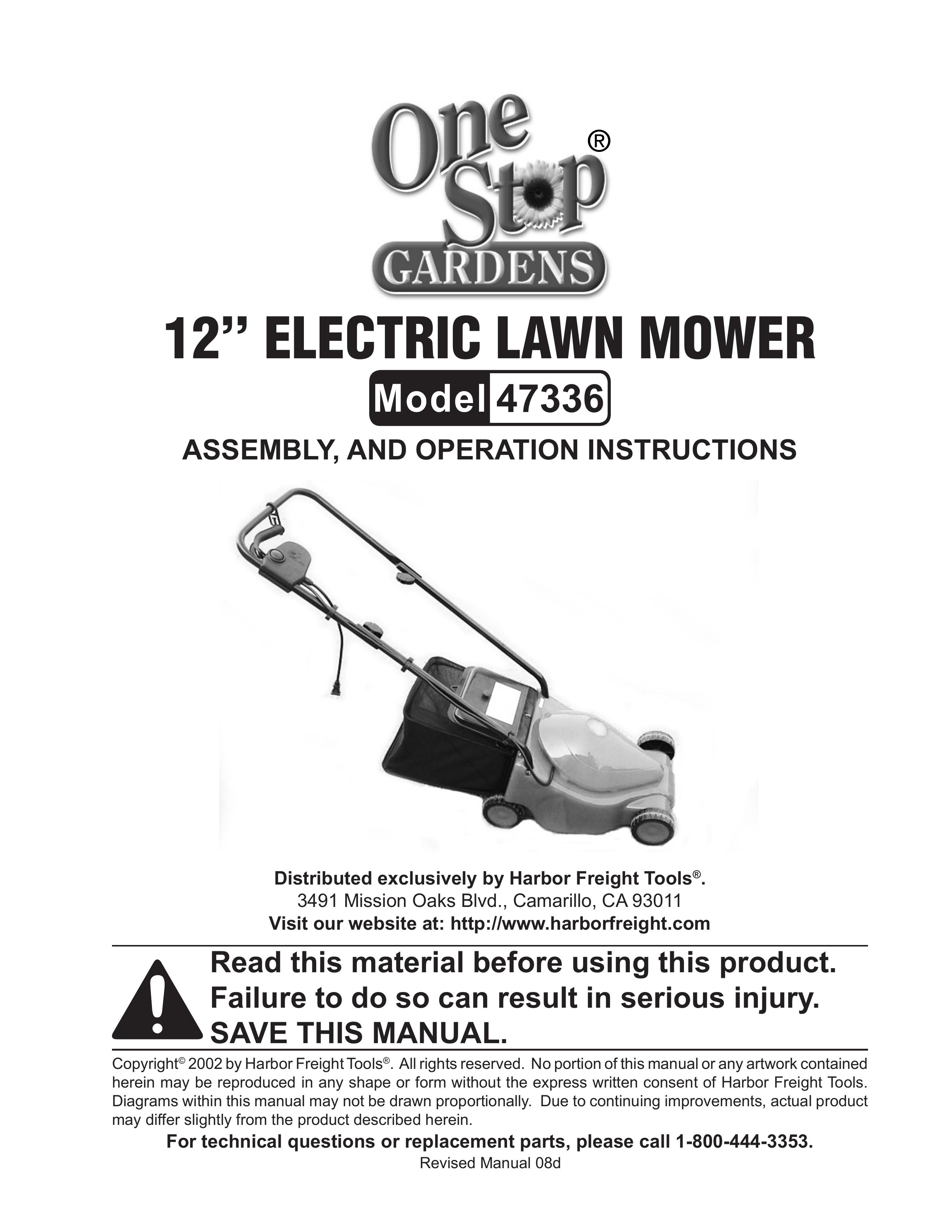 Harbor Freight Tools 47336 Lawn Mower User Manual