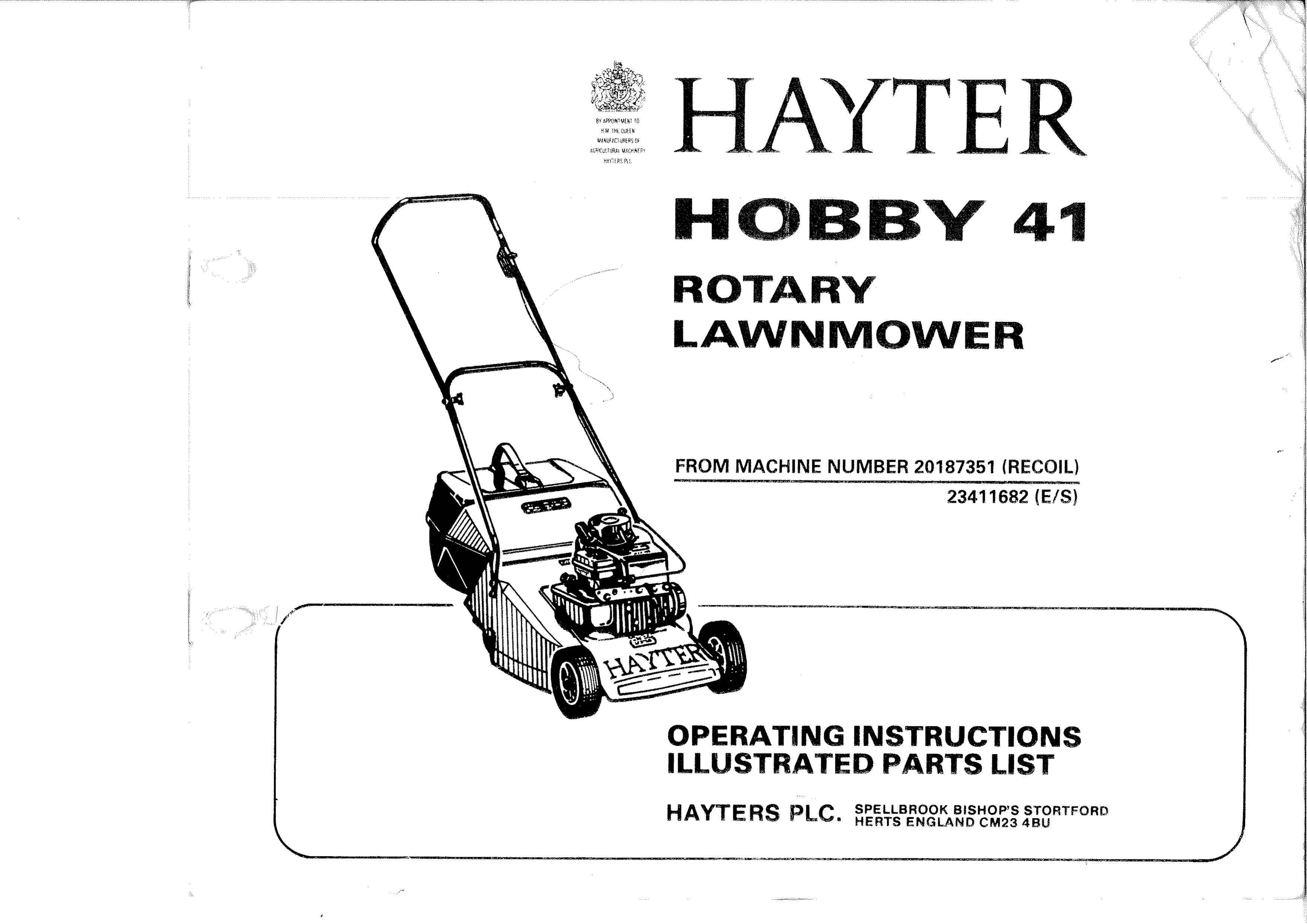 Hayter Mowers 20187351 Lawn Mower User Manual