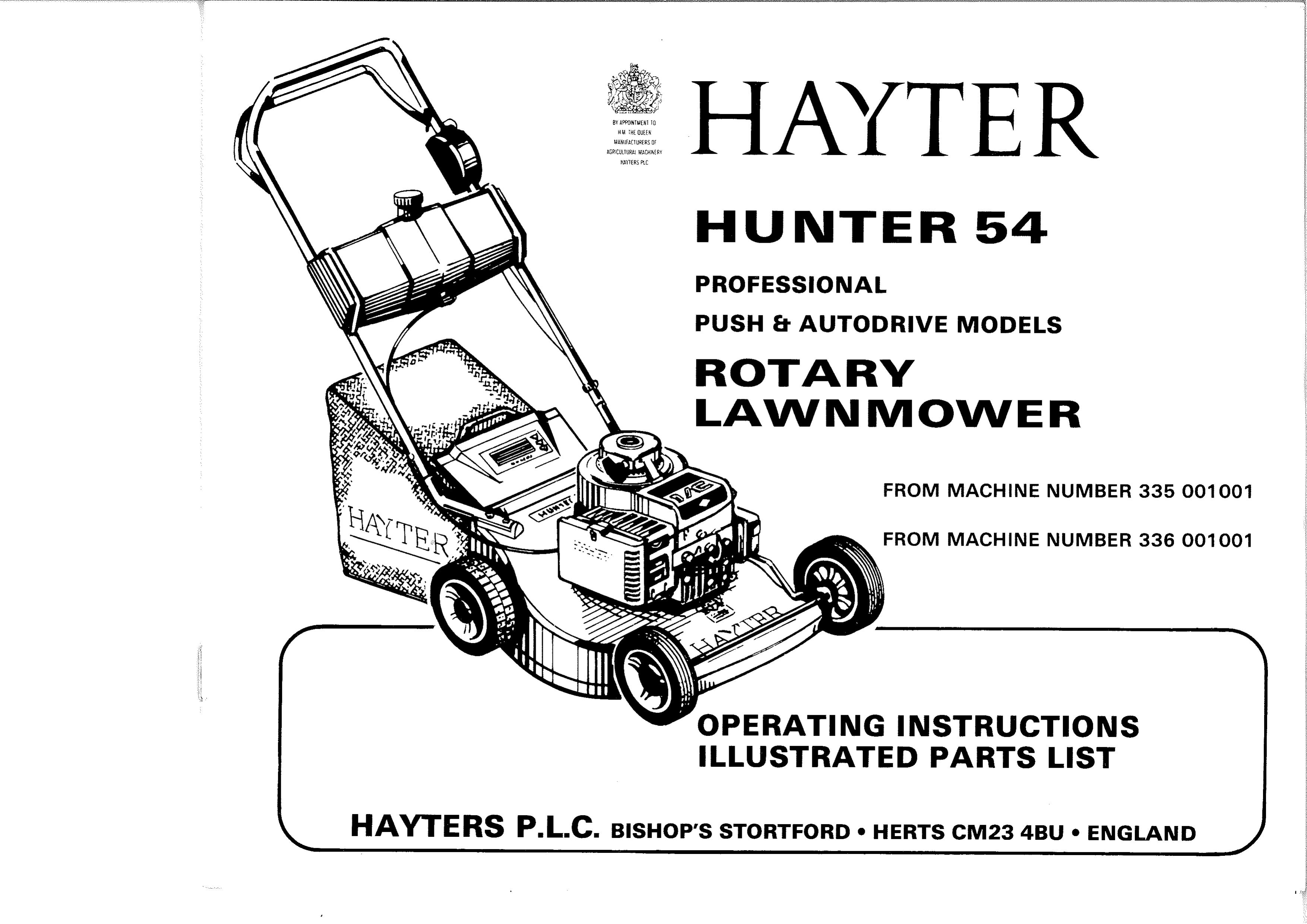 Hayter Mowers 335 001001 Lawn Mower User Manual