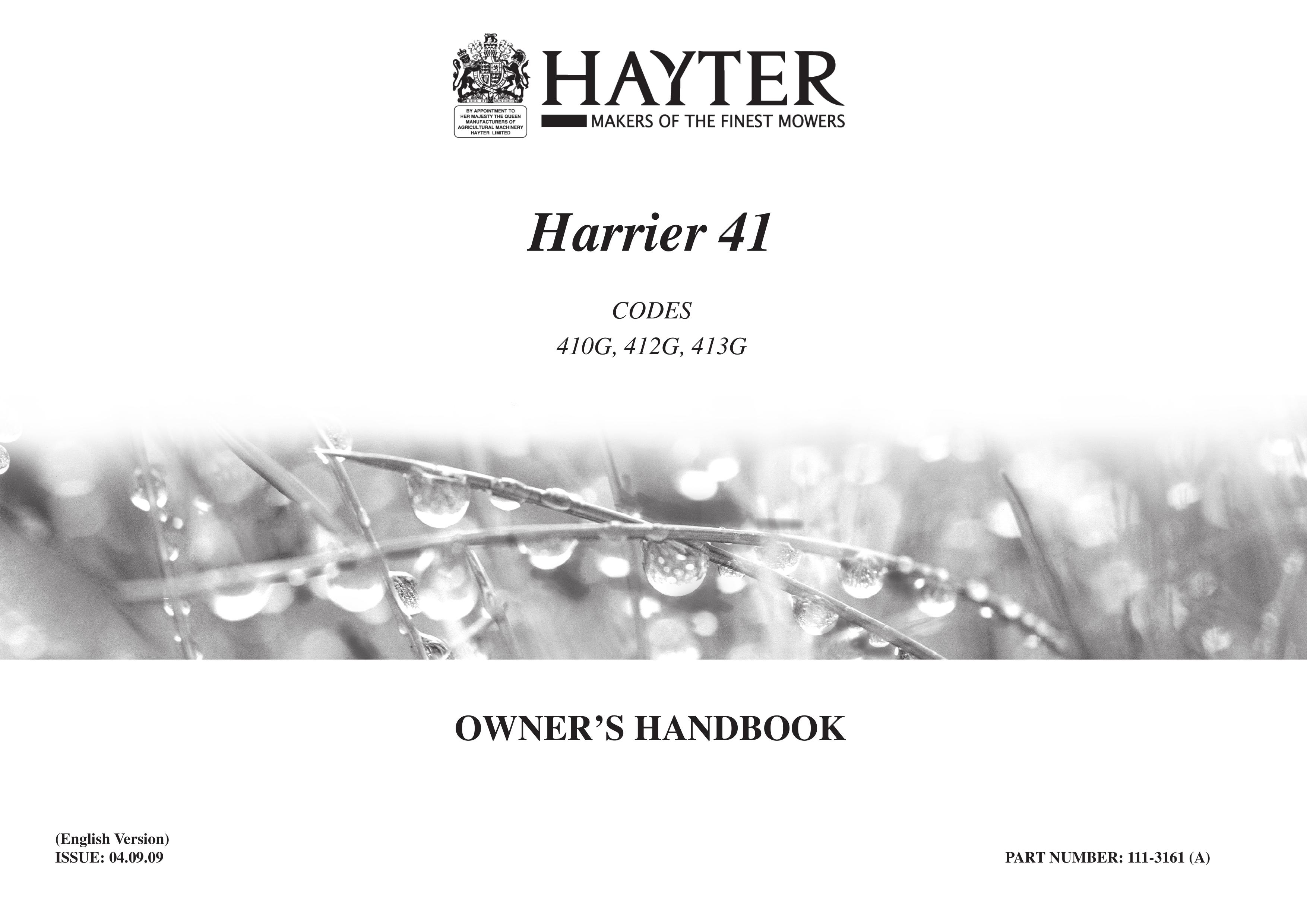 Hayter Mowers 412G Lawn Mower User Manual