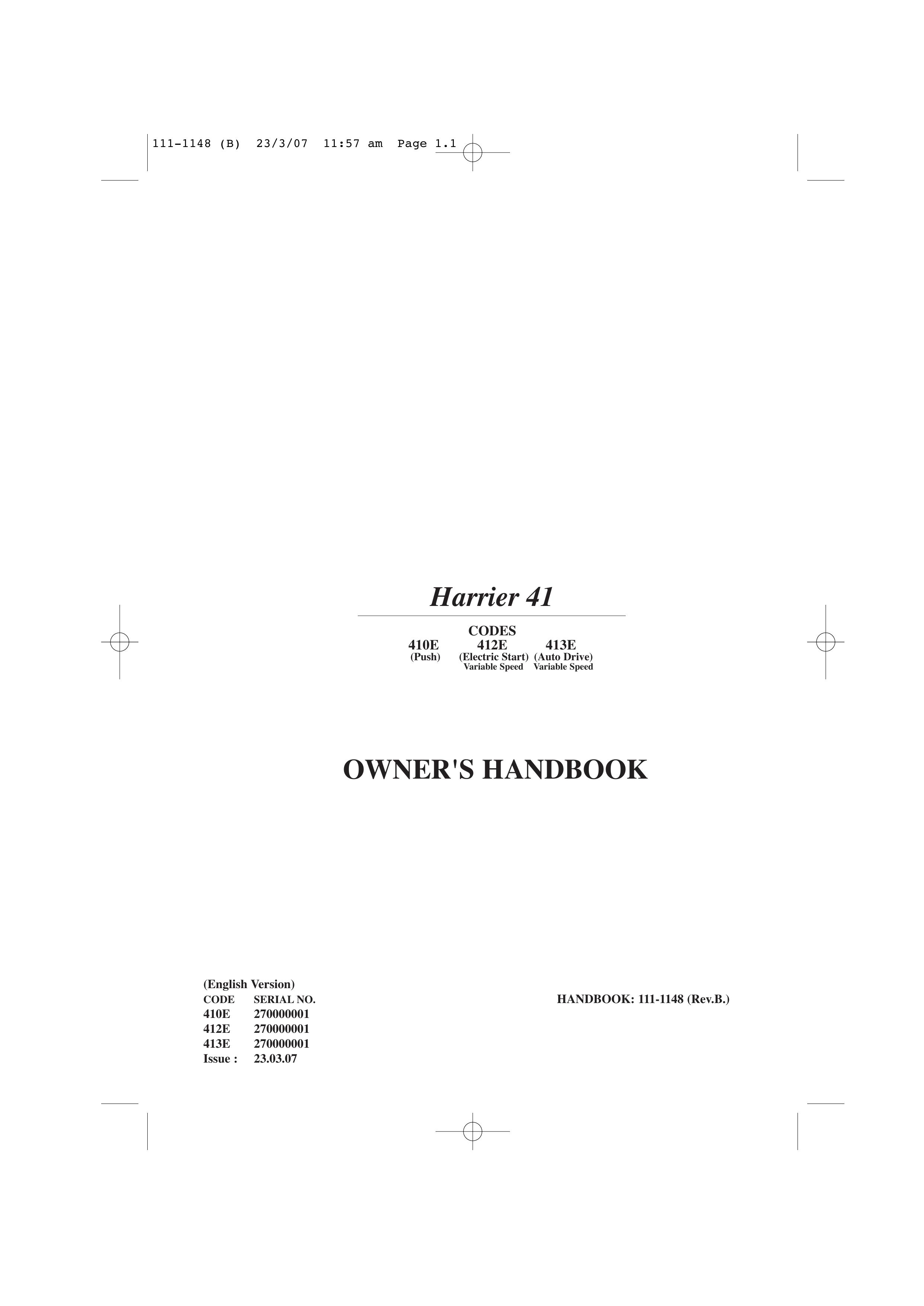 Hayter Mowers 413E Lawn Mower User Manual