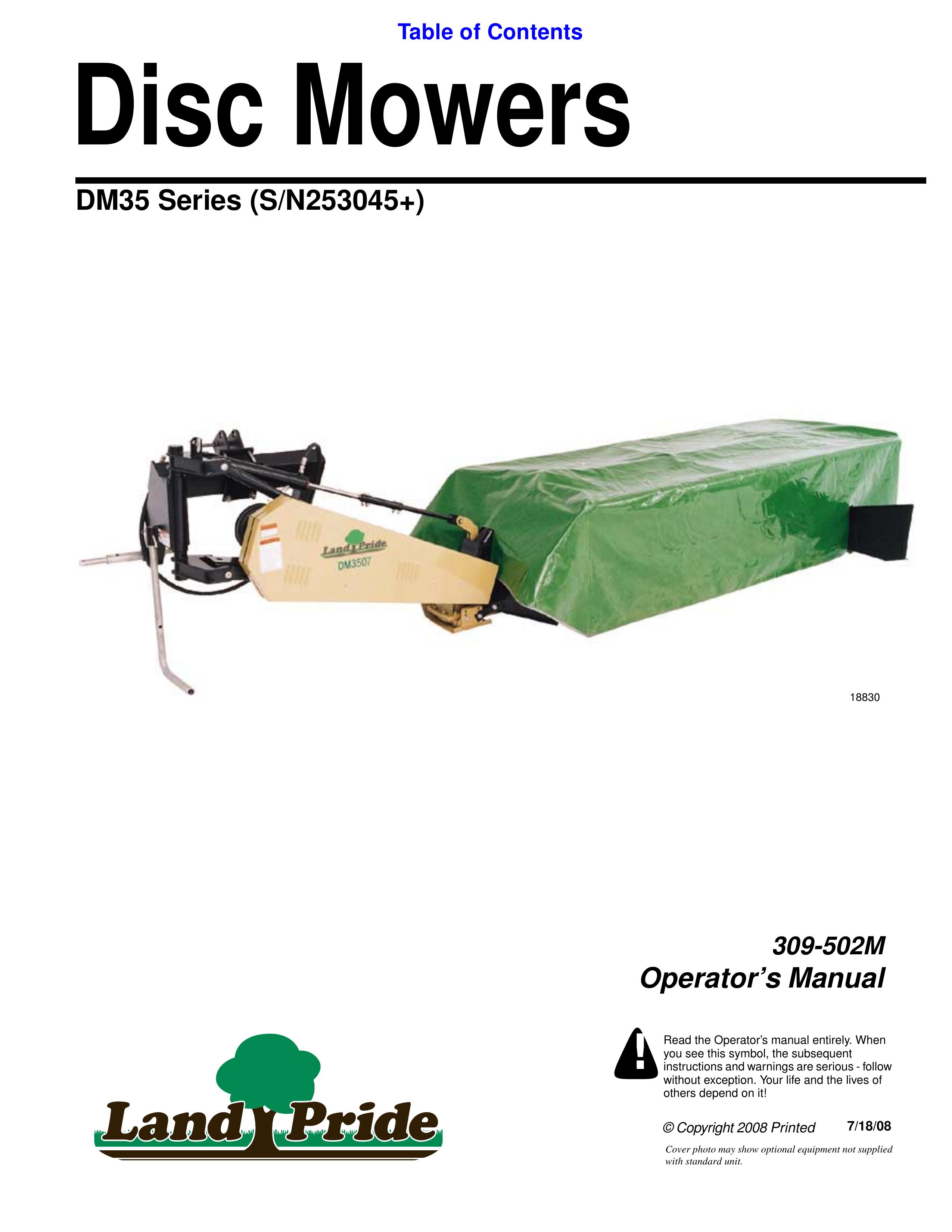 Land Pride 309-502M Lawn Mower User Manual