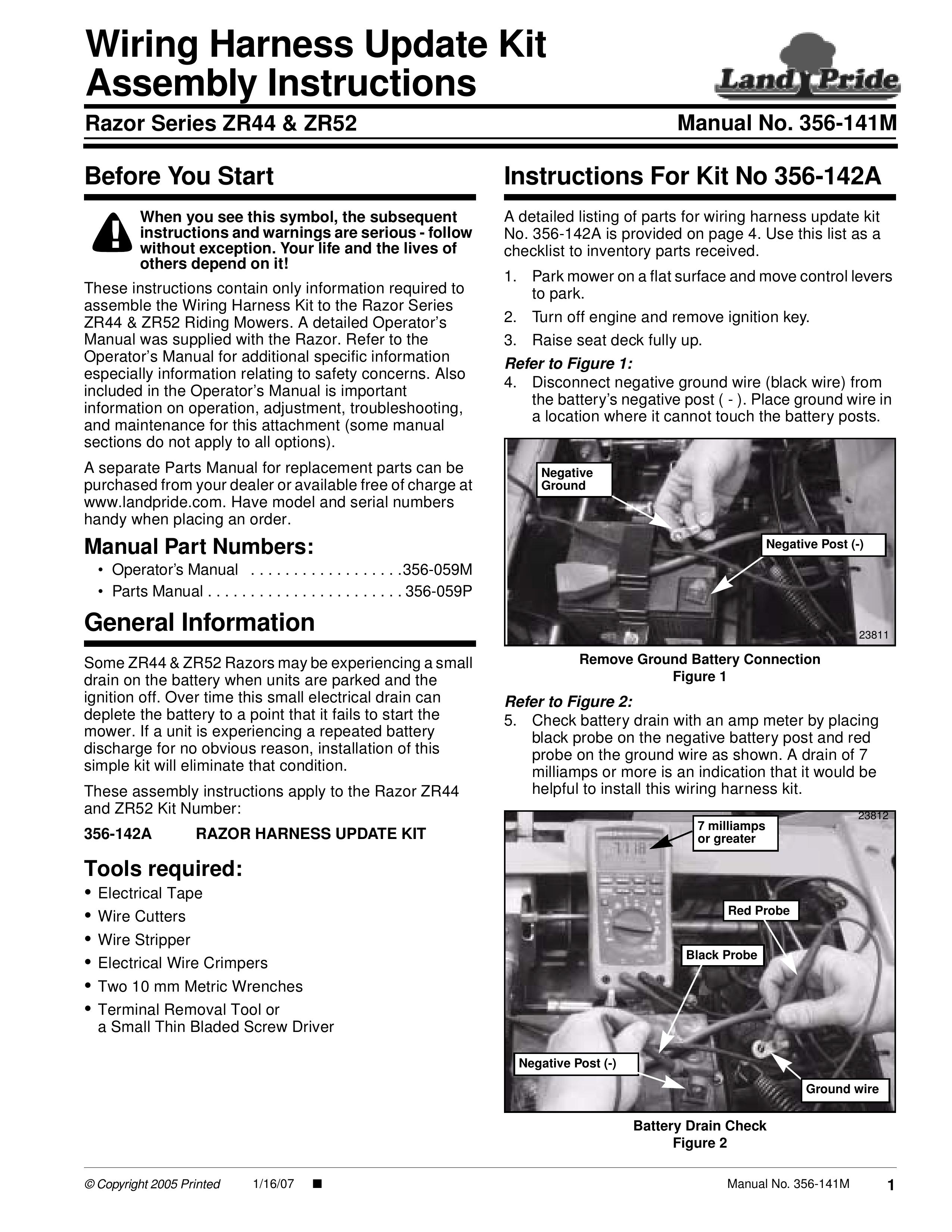 Land Pride 356-142A Lawn Mower User Manual