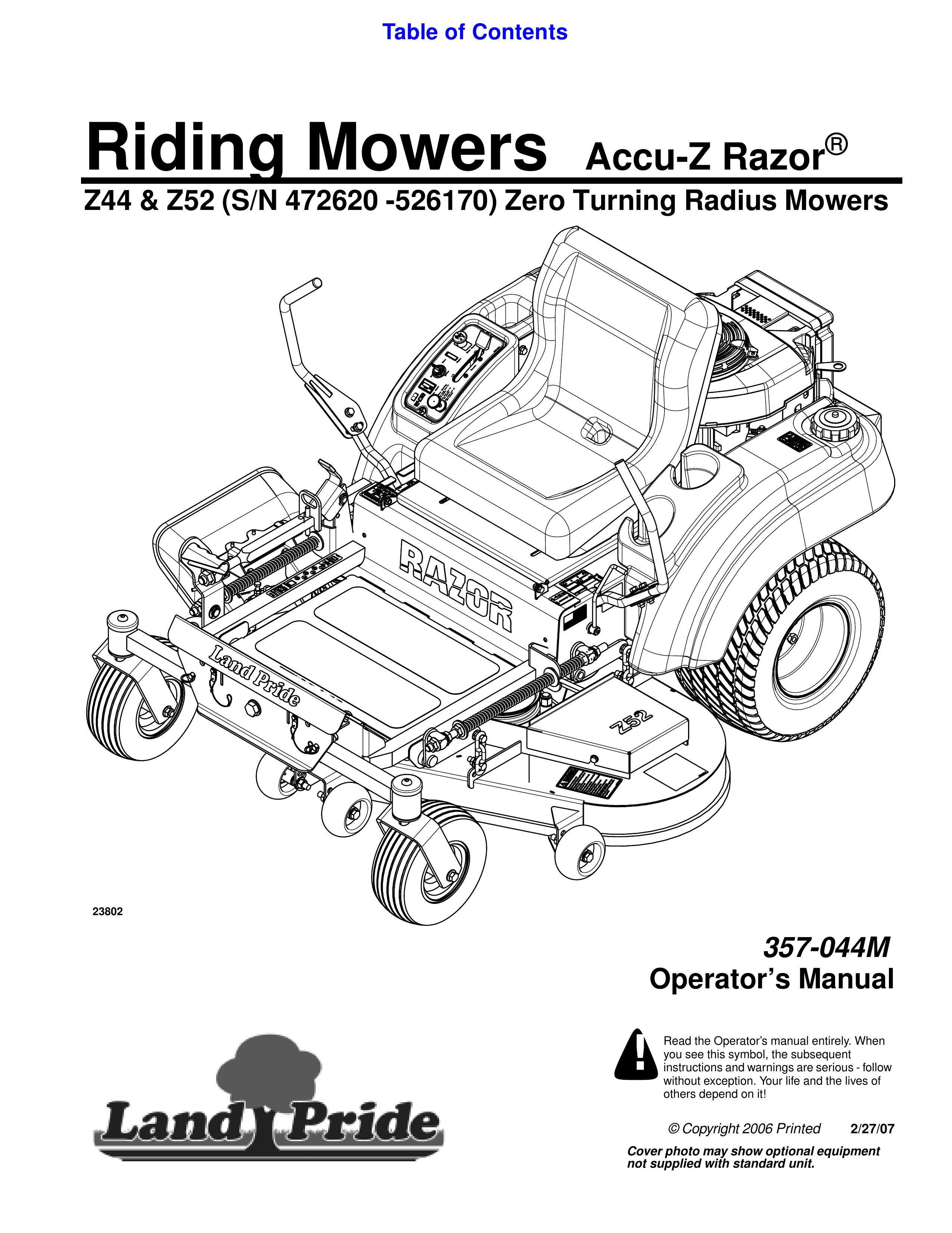 Land Pride 357-044M Lawn Mower User Manual