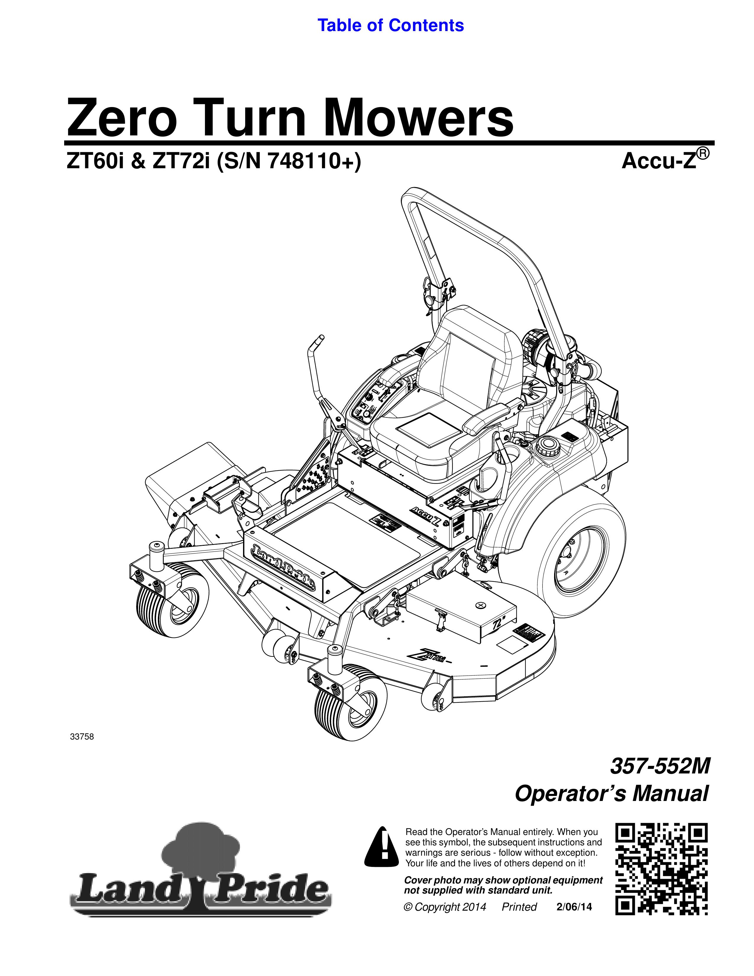 Land Pride 357-552M Lawn Mower User Manual