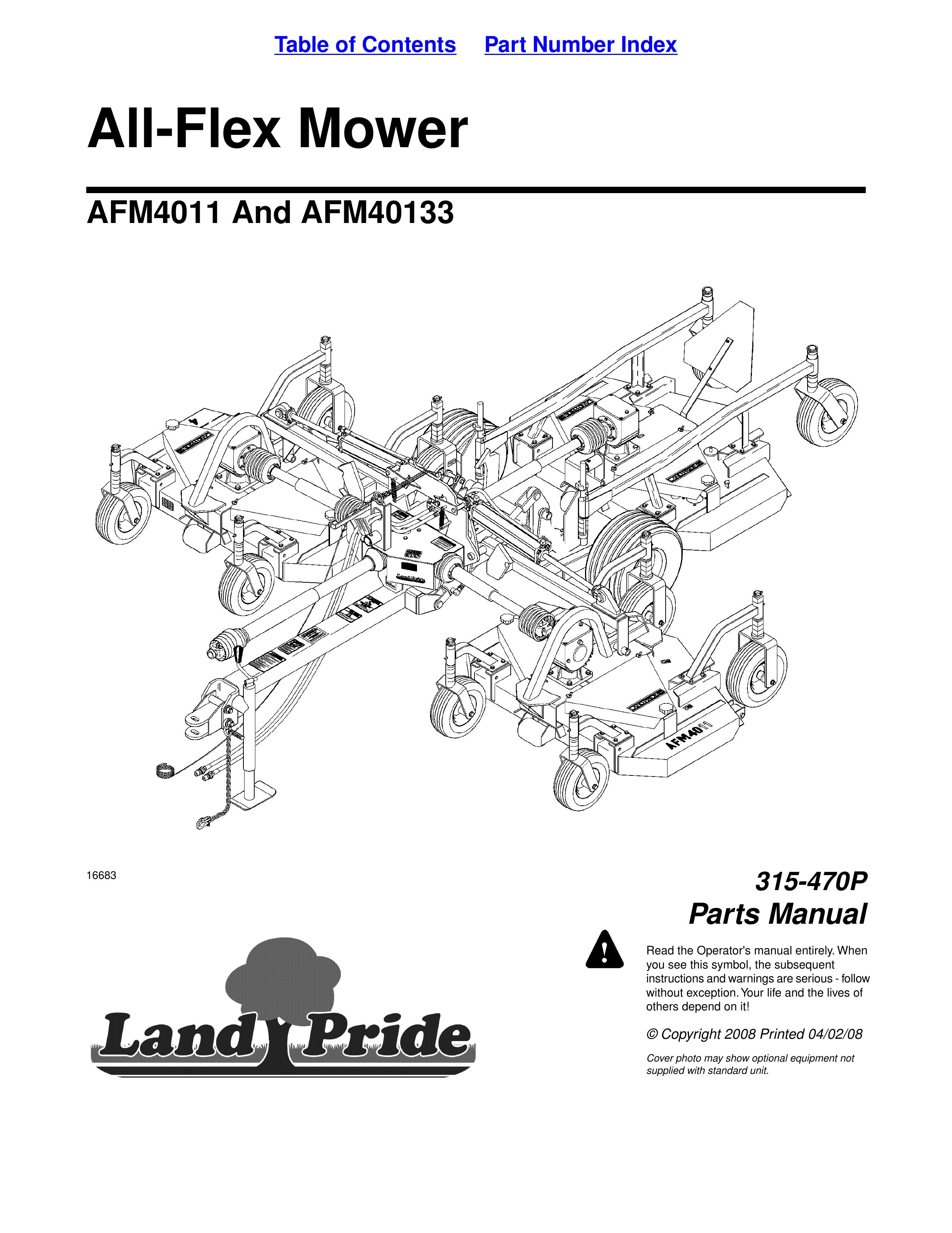 Land Pride AFM4011 Lawn Mower User Manual
