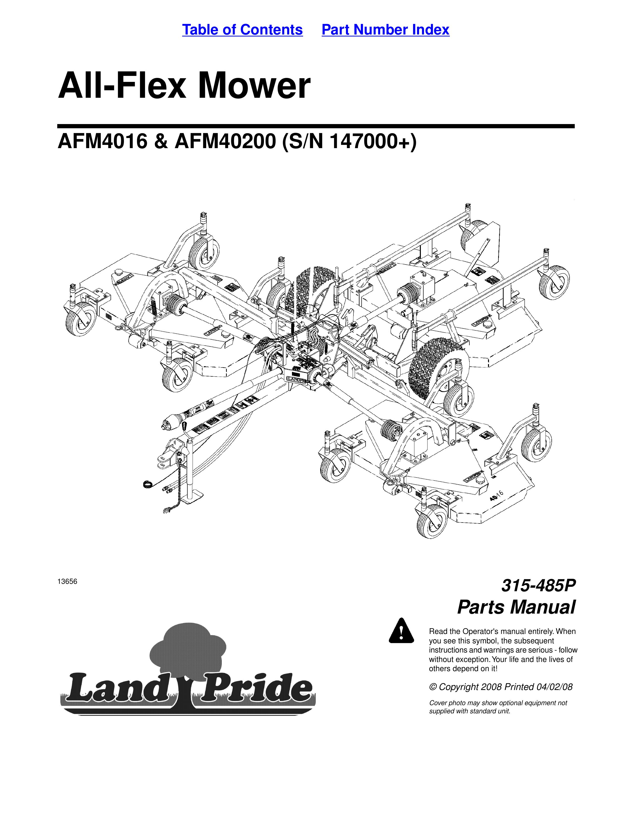 Land Pride AFM40200 Lawn Mower User Manual