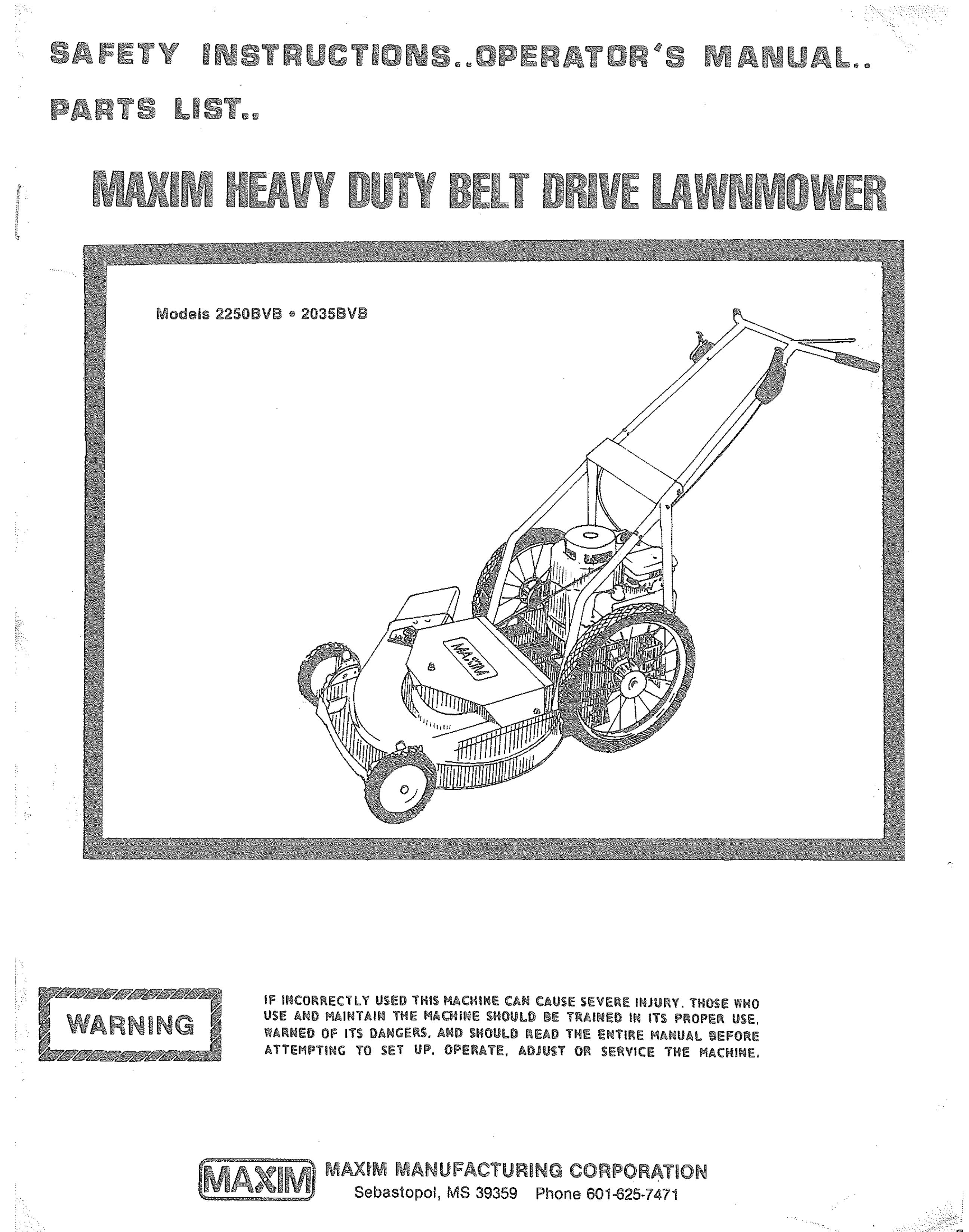 Maxim 2035BVB Lawn Mower User Manual