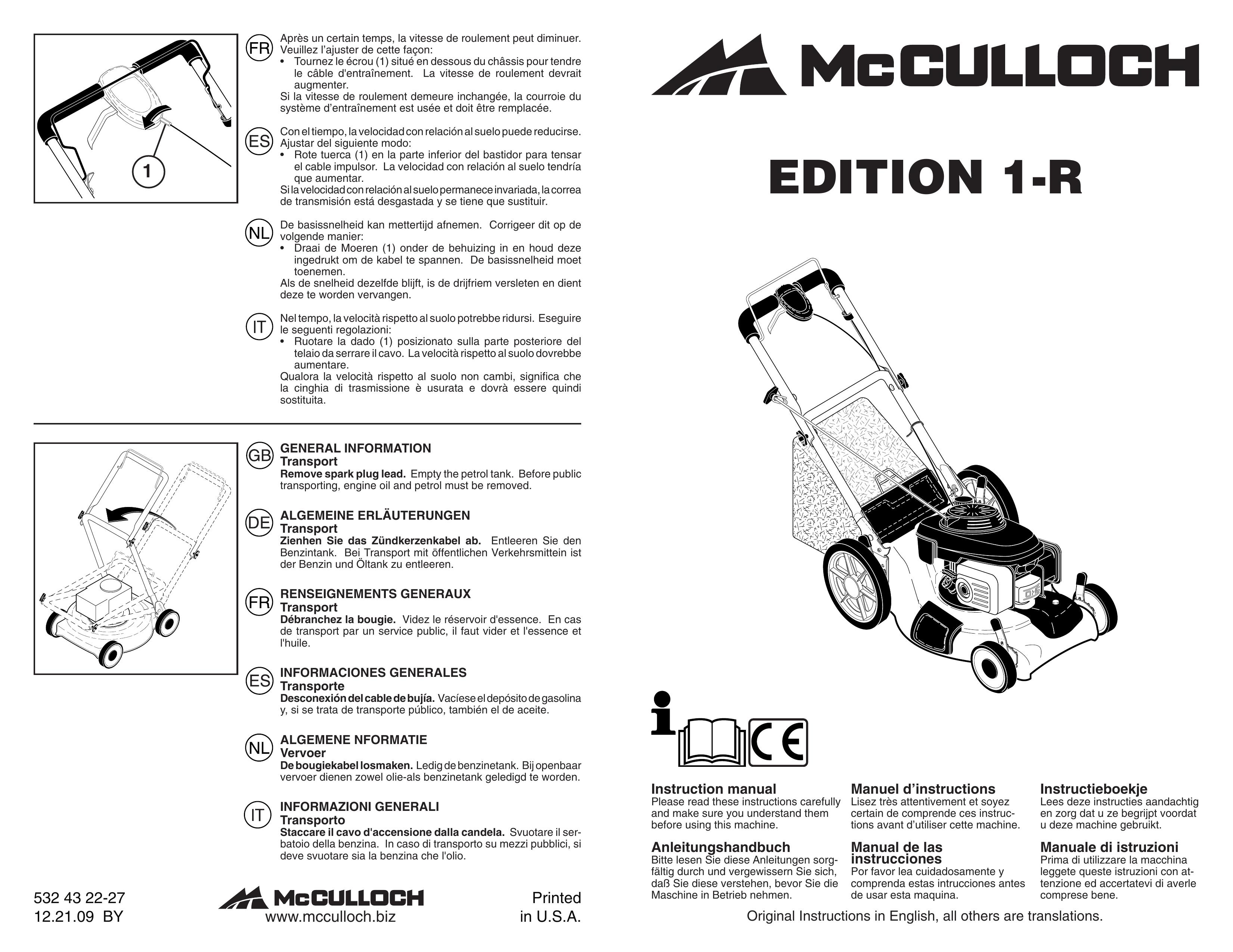 McCulloch 1-R Lawn Mower User Manual