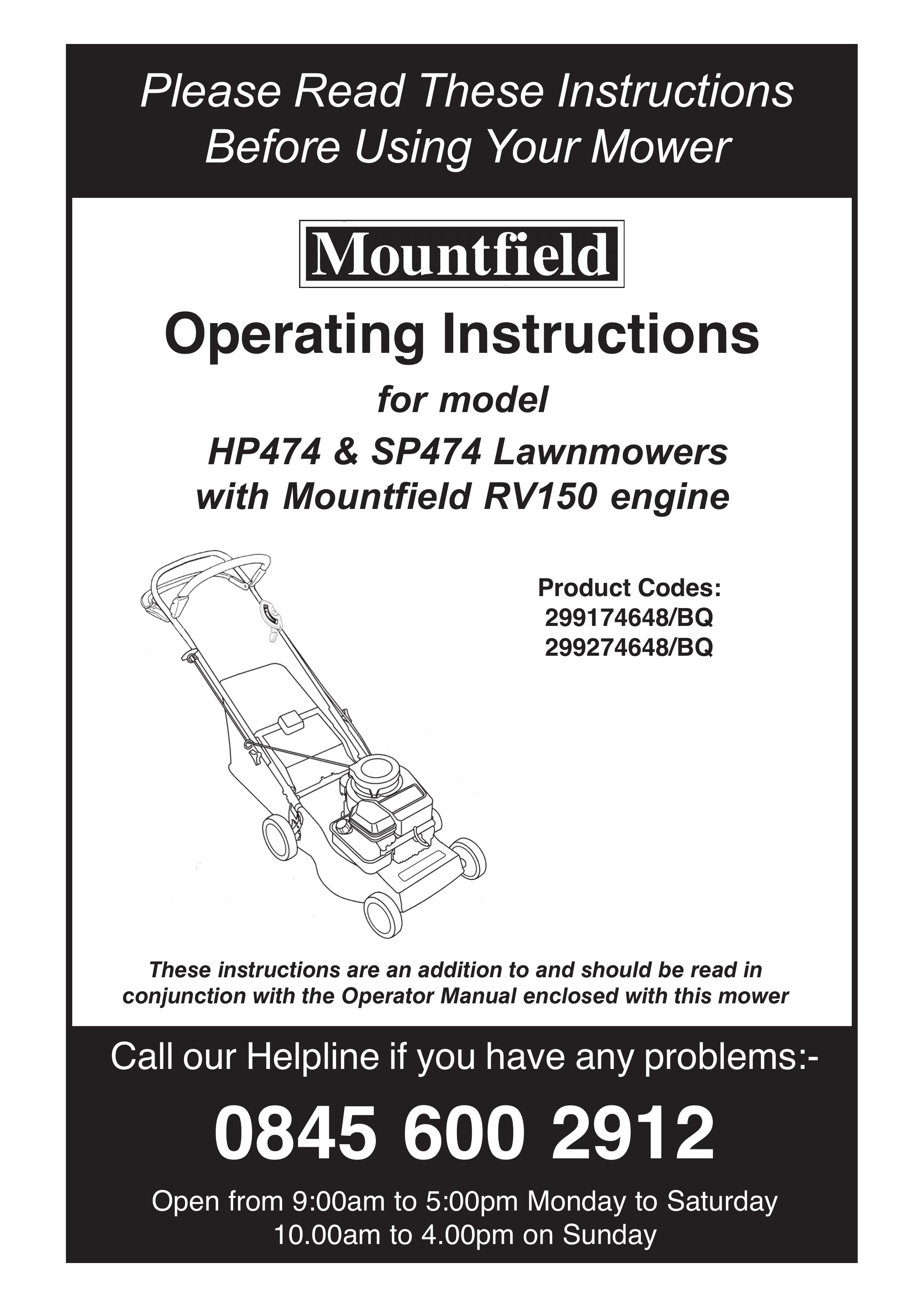 Mountfield SP474 Lawn Mower User Manual