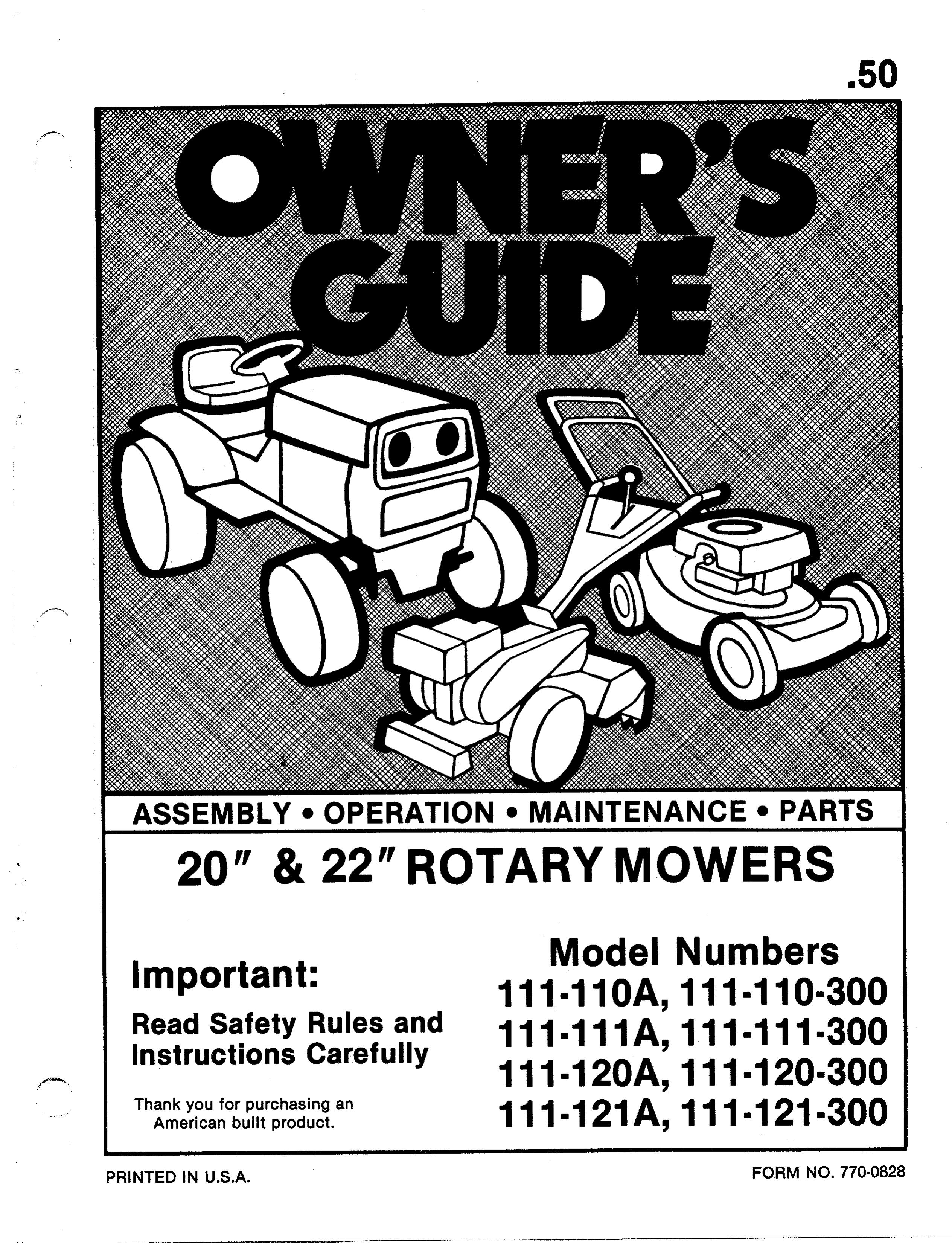 MTD 110-121A Lawn Mower User Manual