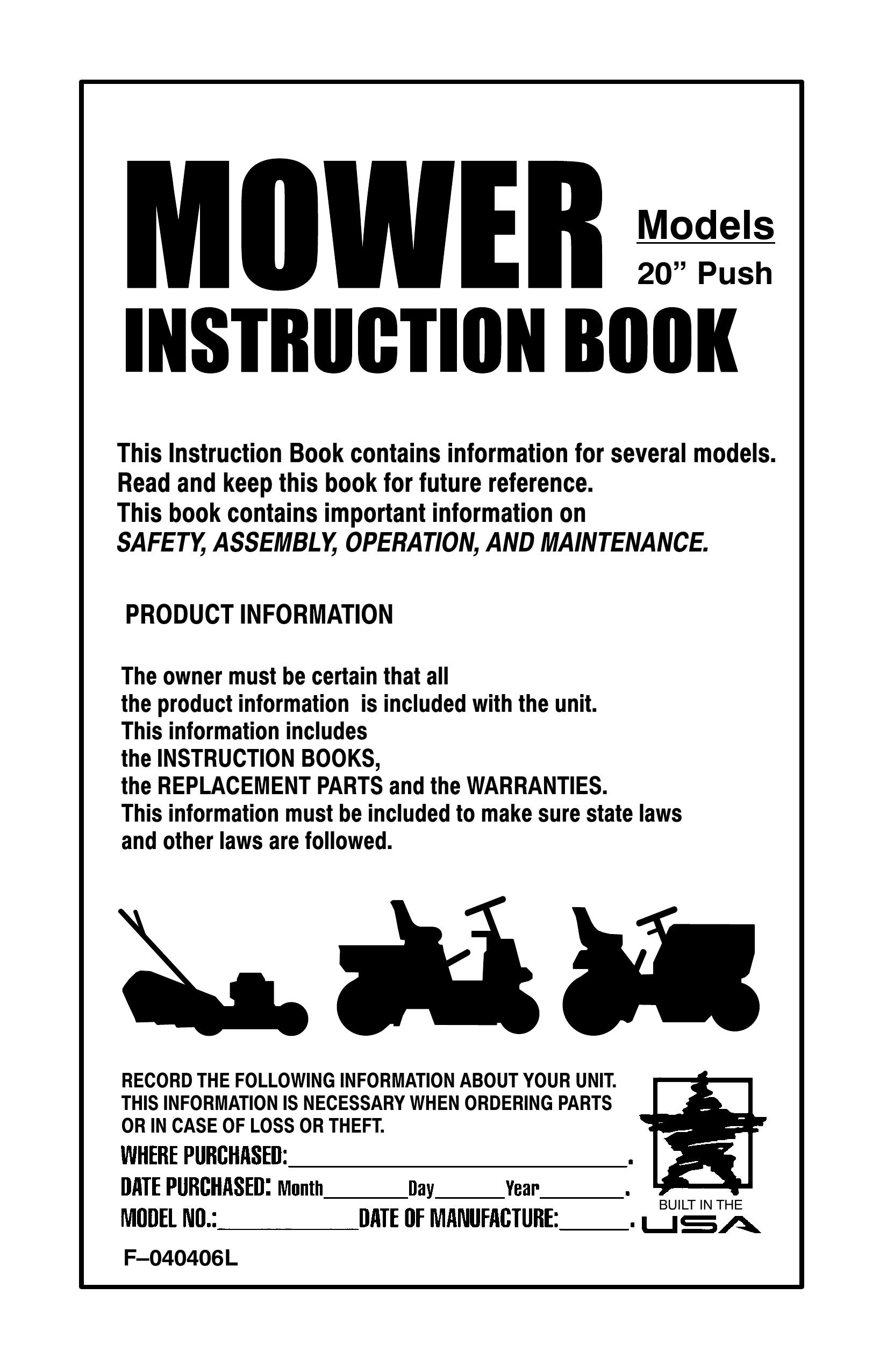 Murray 20-inch Lawn Mower User Manual