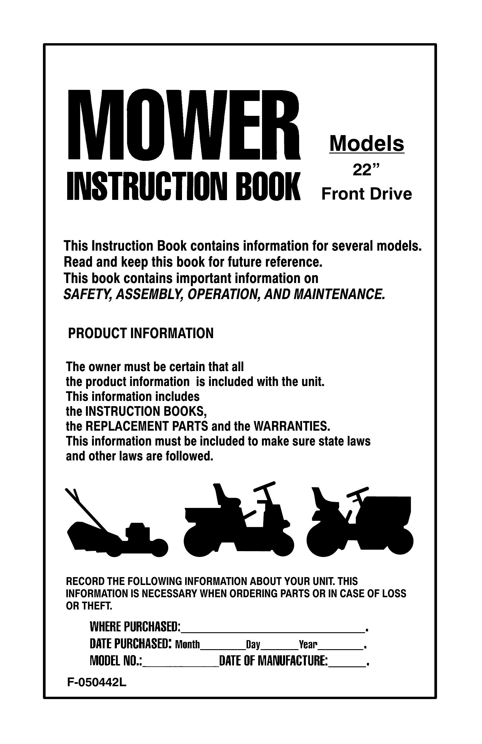 Murray 22" Front Drive Lawn Mower User Manual