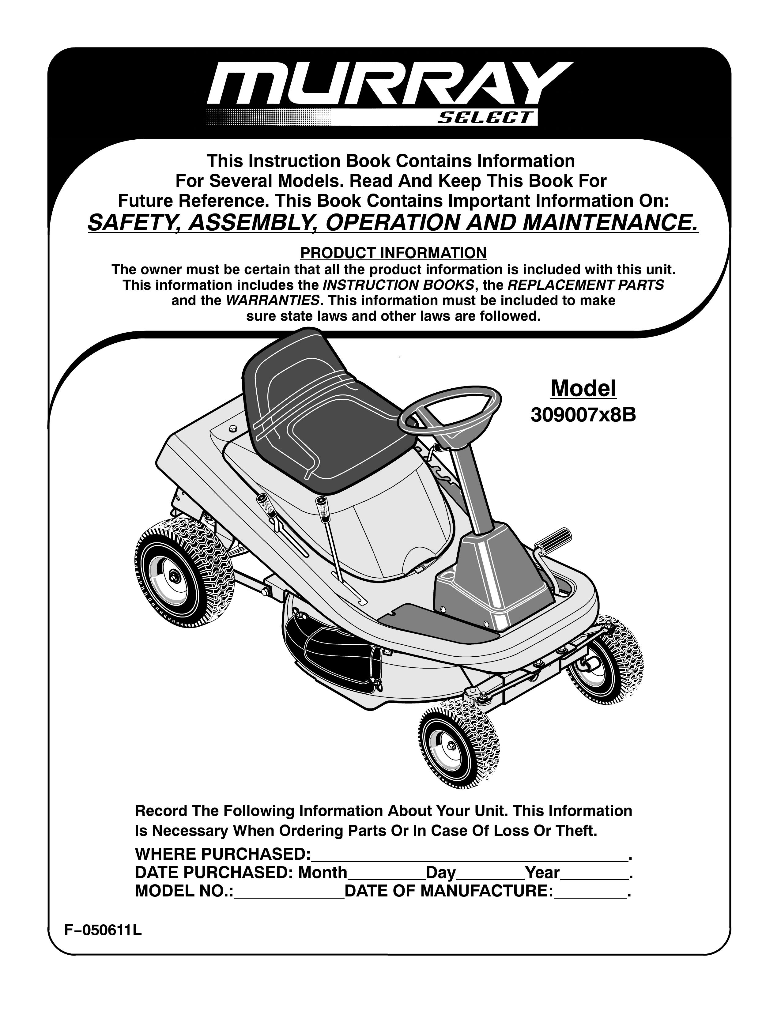 Murray 309007x8B Lawn Mower User Manual