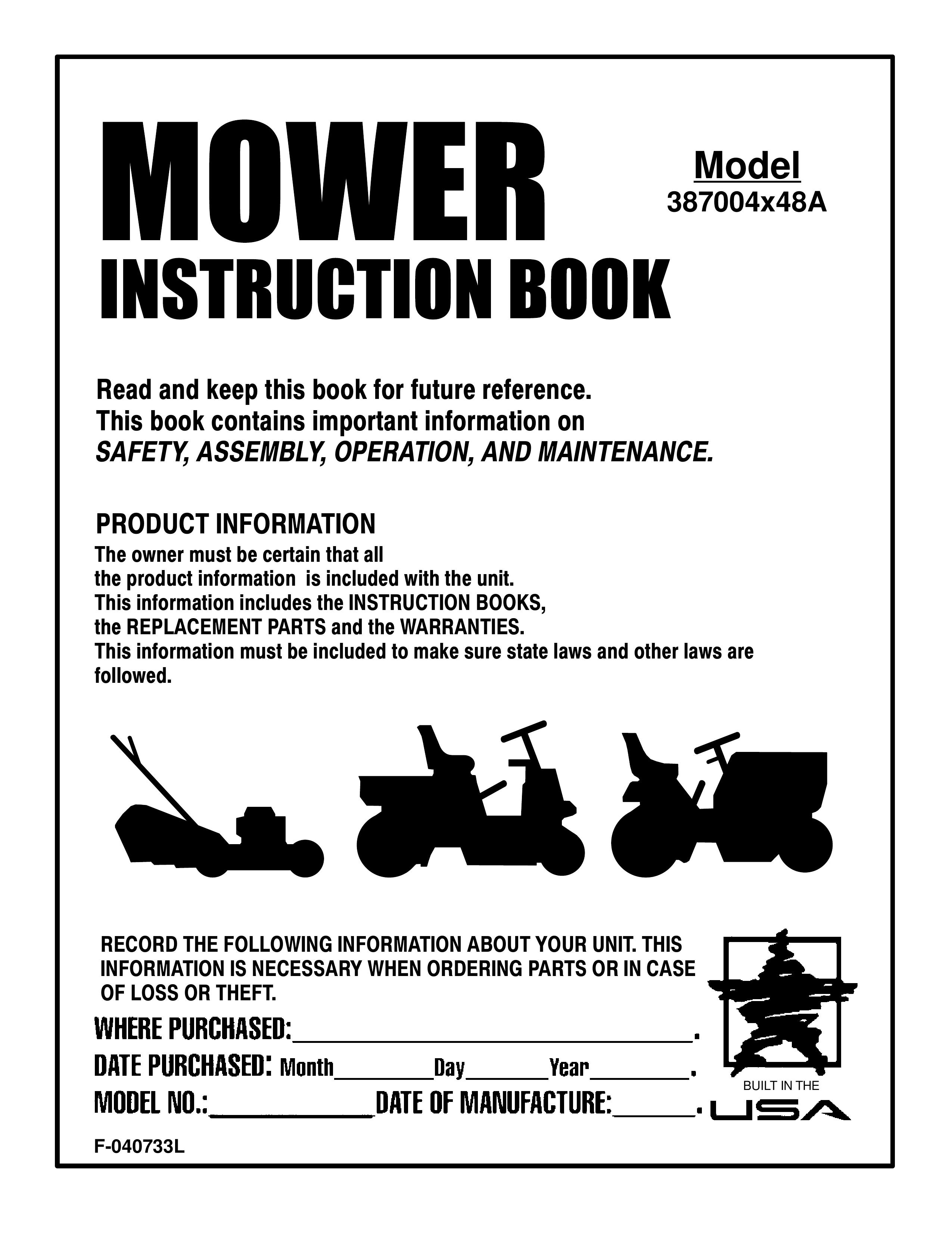 Murray 387004x48A Lawn Mower User Manual