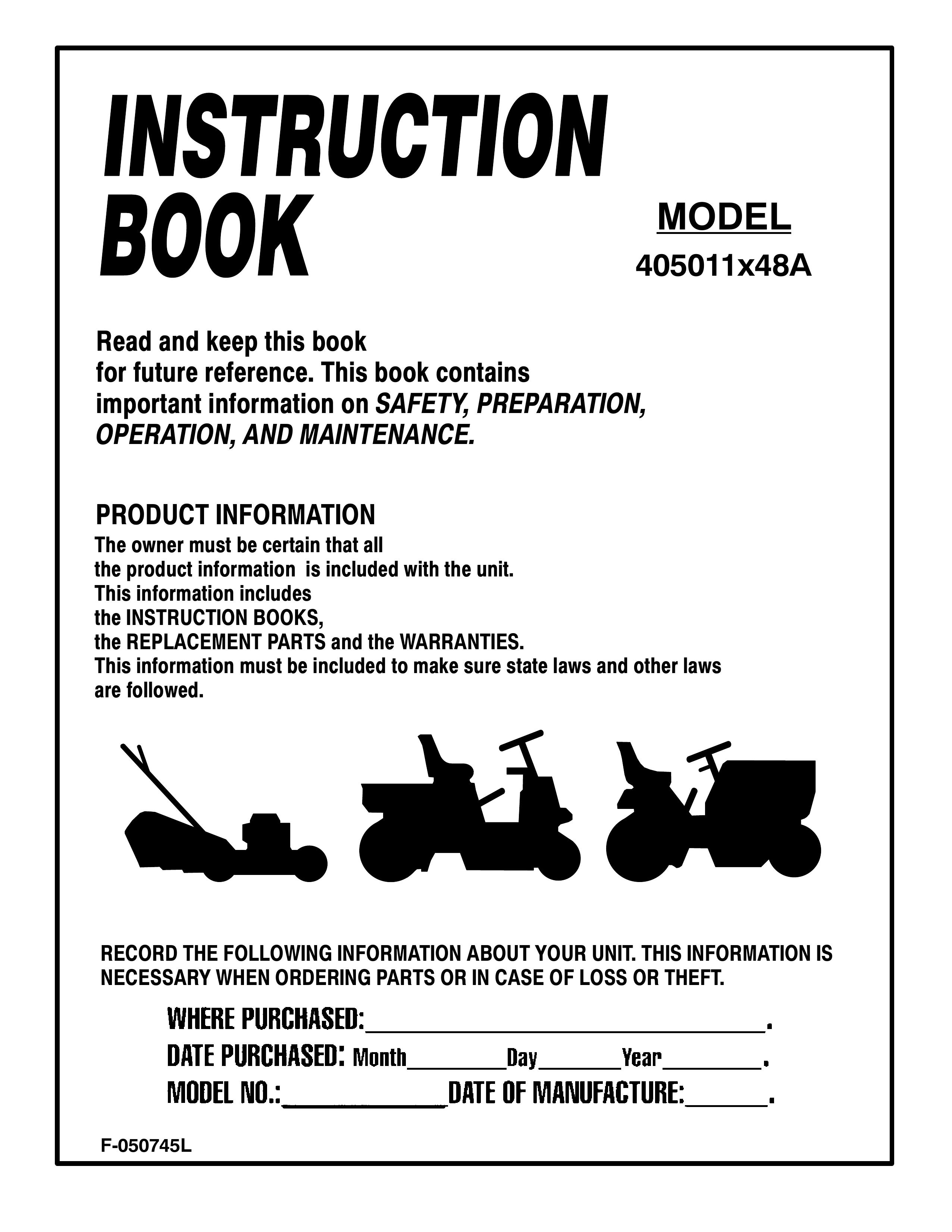 Murray 405011x48A Lawn Mower User Manual