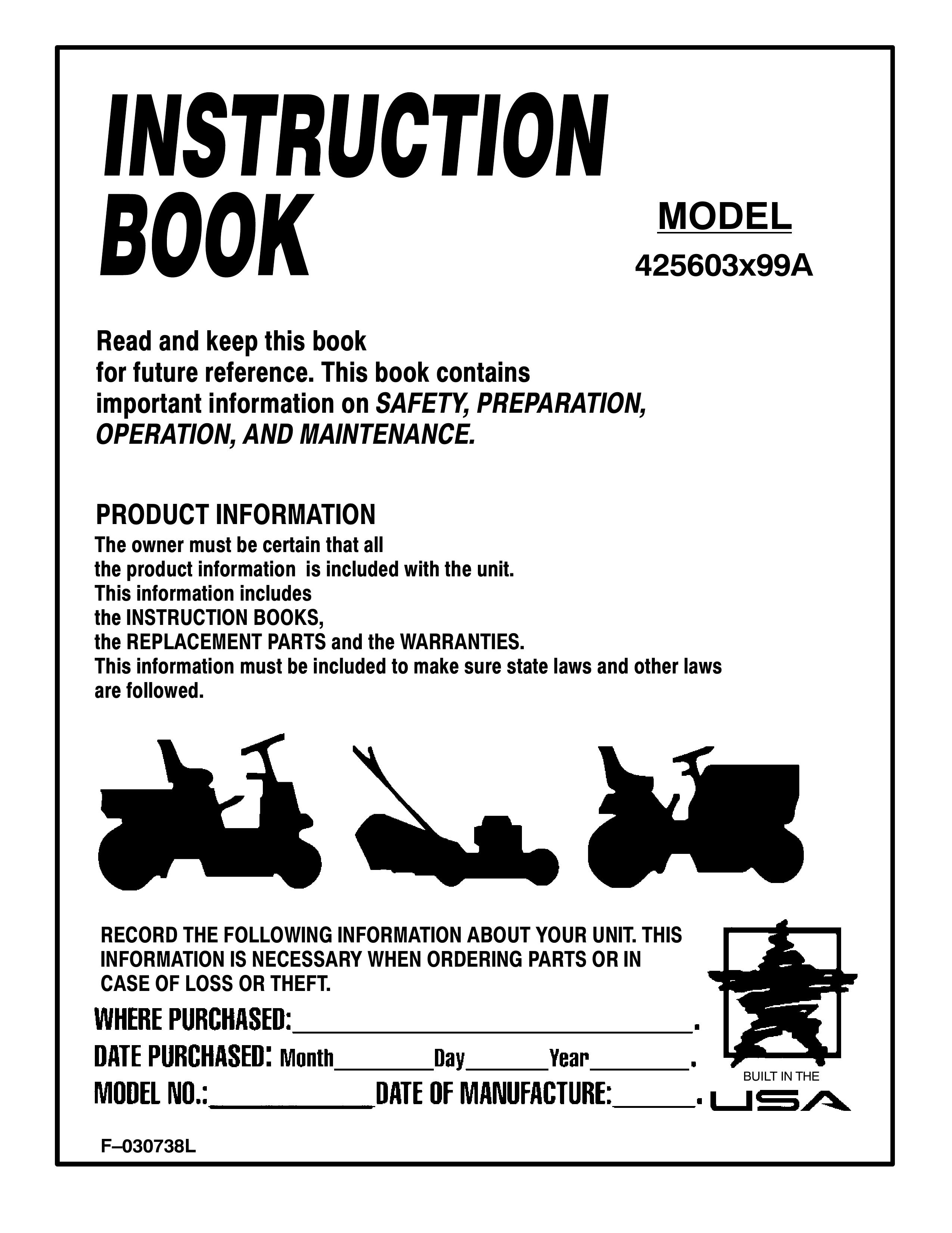 Murray 425603x99A Lawn Mower User Manual