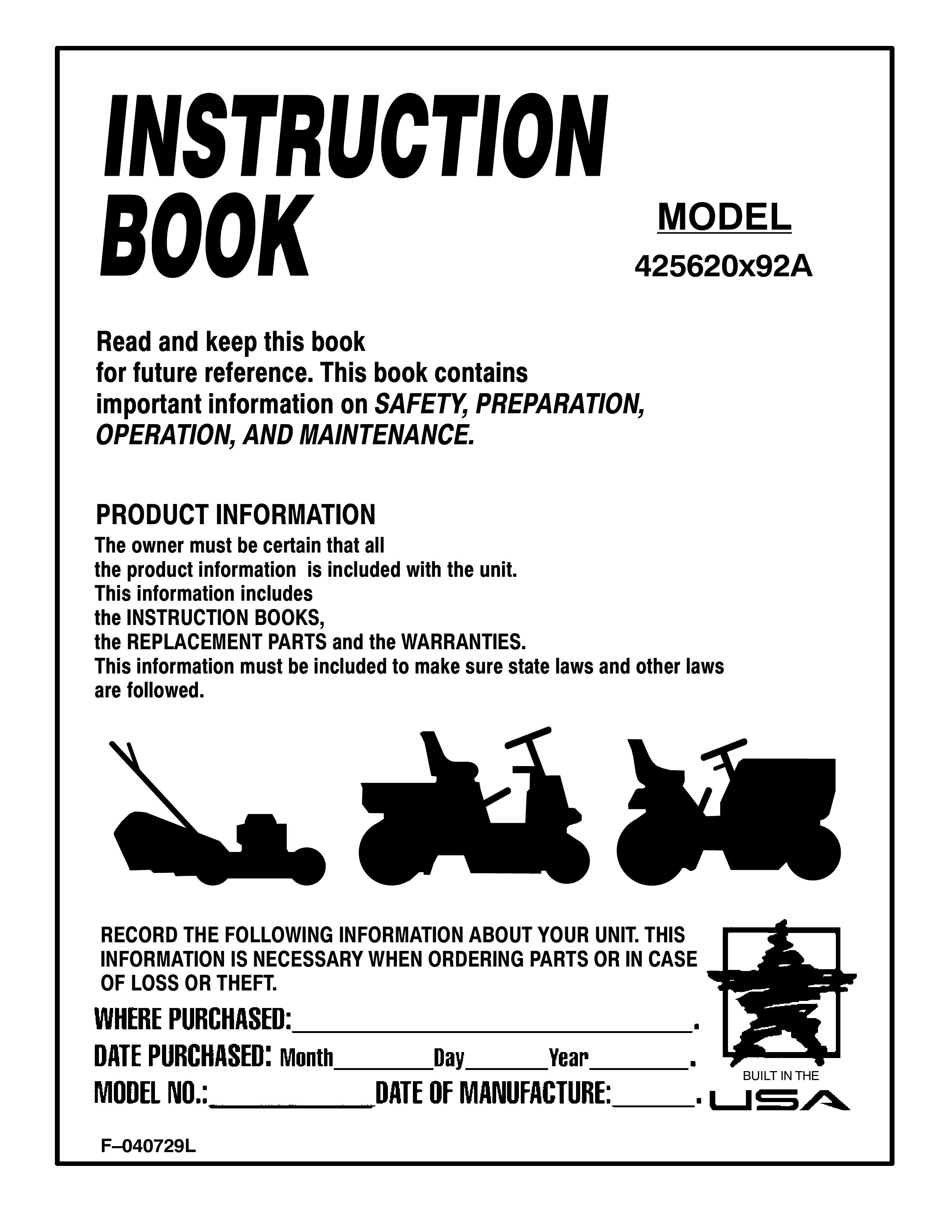 Murray 425620x92A Lawn Mower User Manual