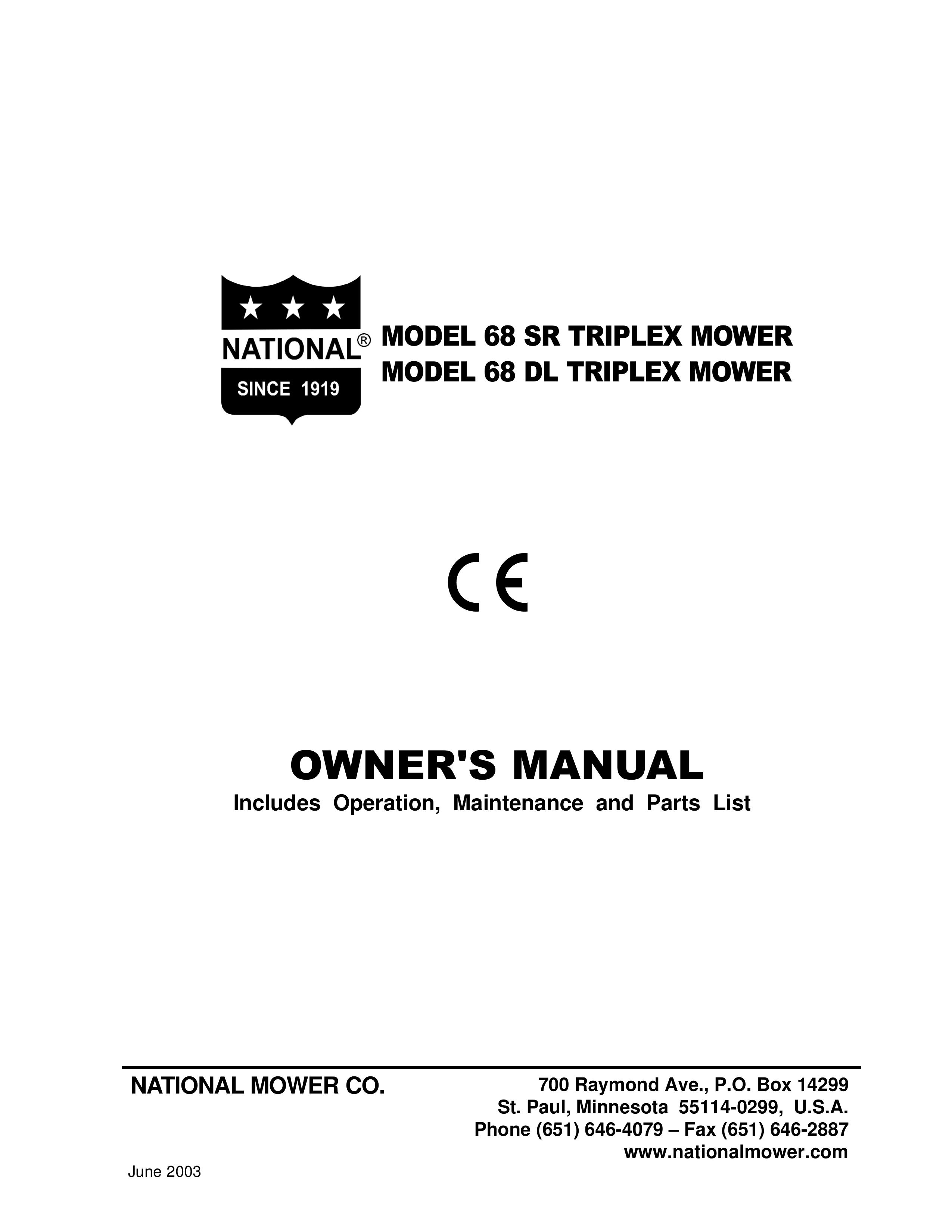 National Mower 68 DL Lawn Mower User Manual