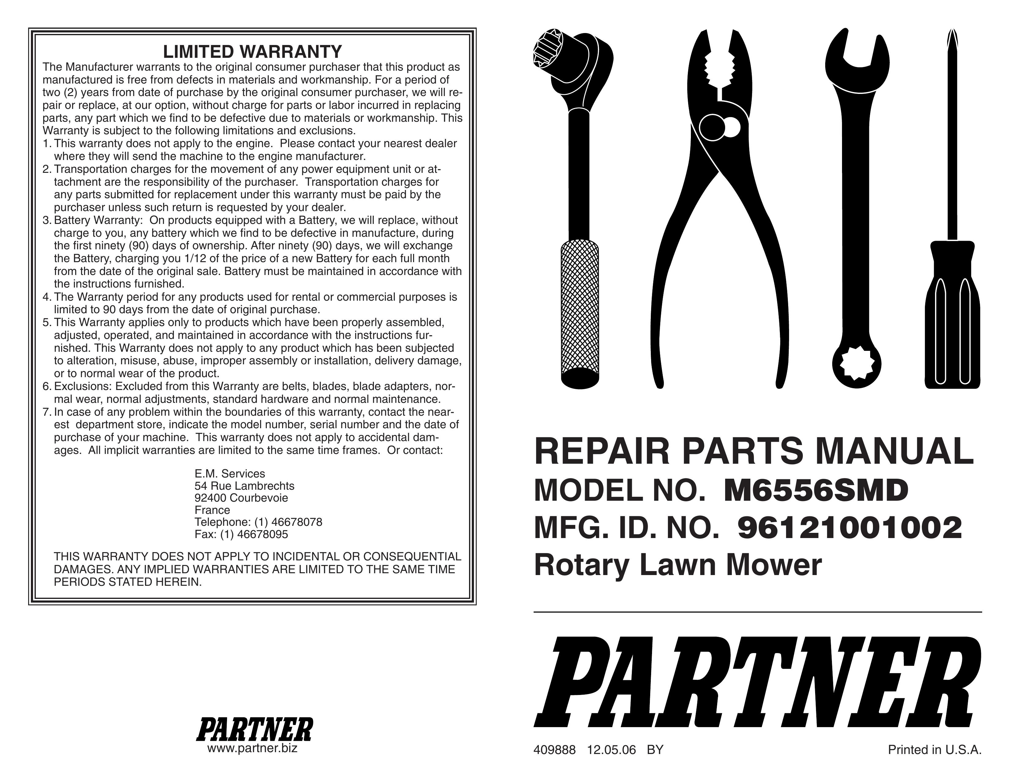 Partner Tech M6556SMD Lawn Mower User Manual