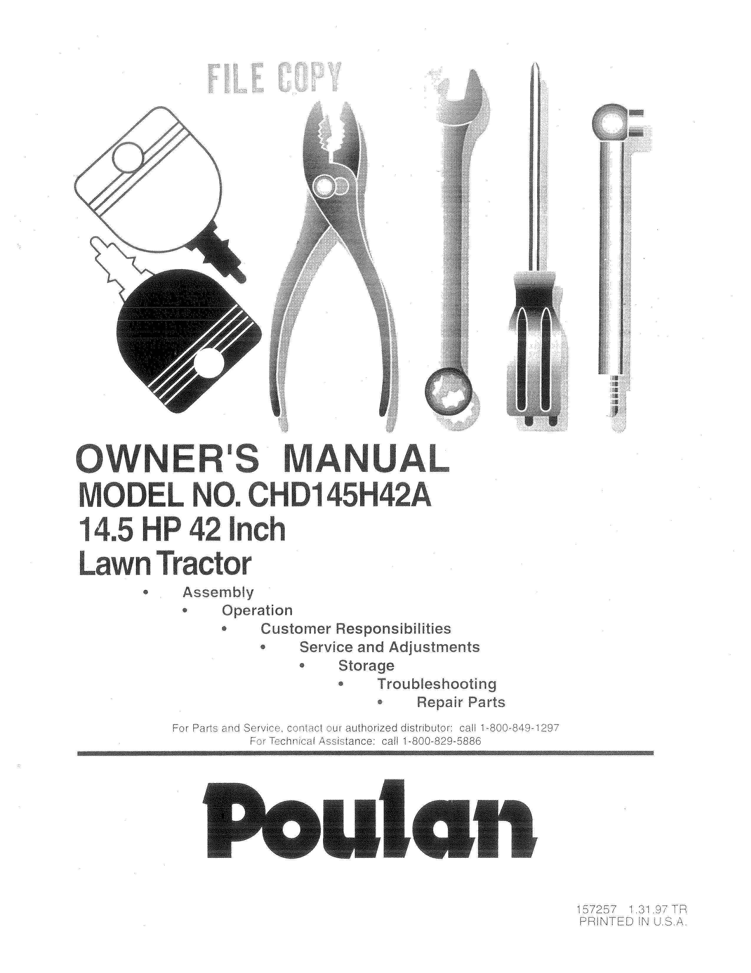 Poulan 157257 Lawn Mower User Manual