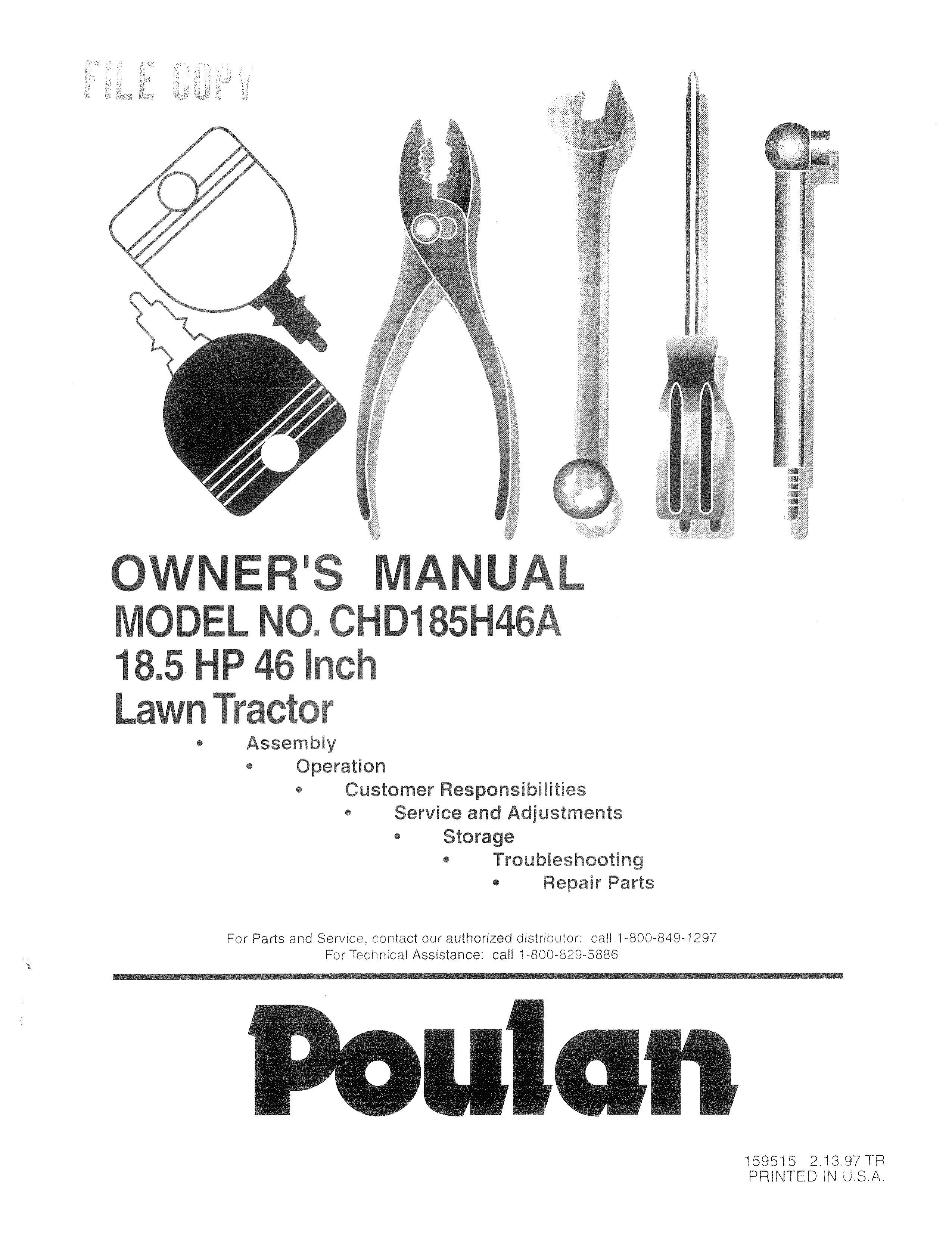 Poulan 159515 Lawn Mower User Manual